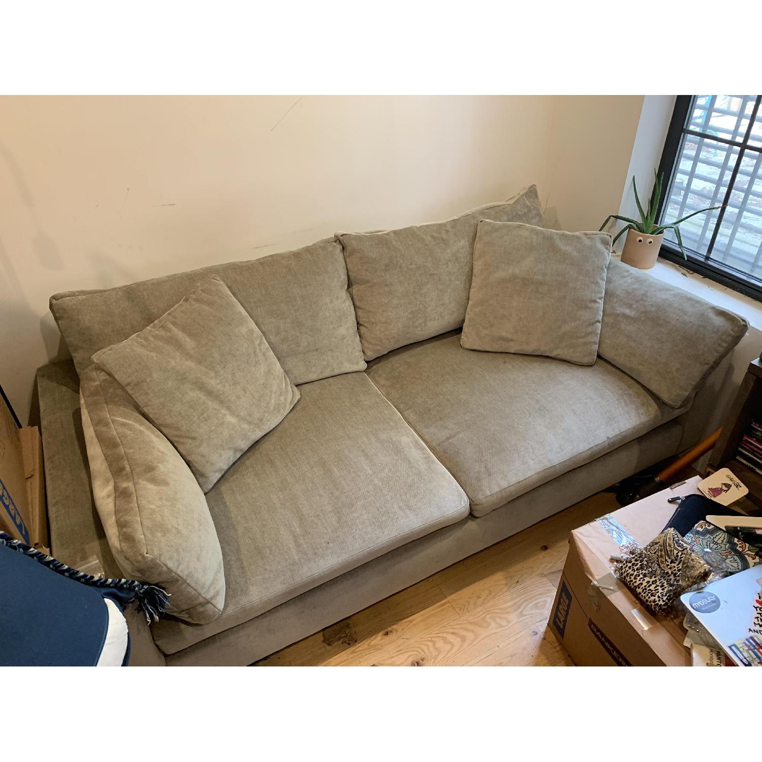 West Elm Harmony Sofa in Distressed Velvet Light Taupe - image-3