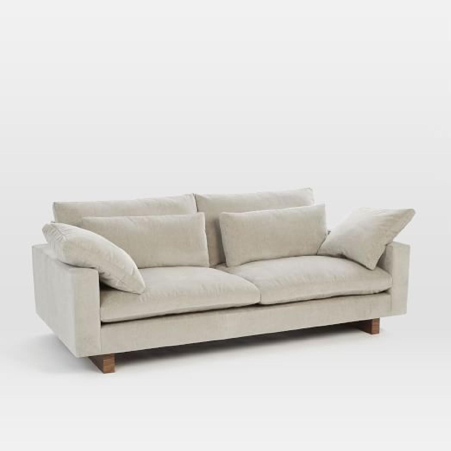 West Elm Harmony Sofa in Distressed Velvet Light Taupe - image-5