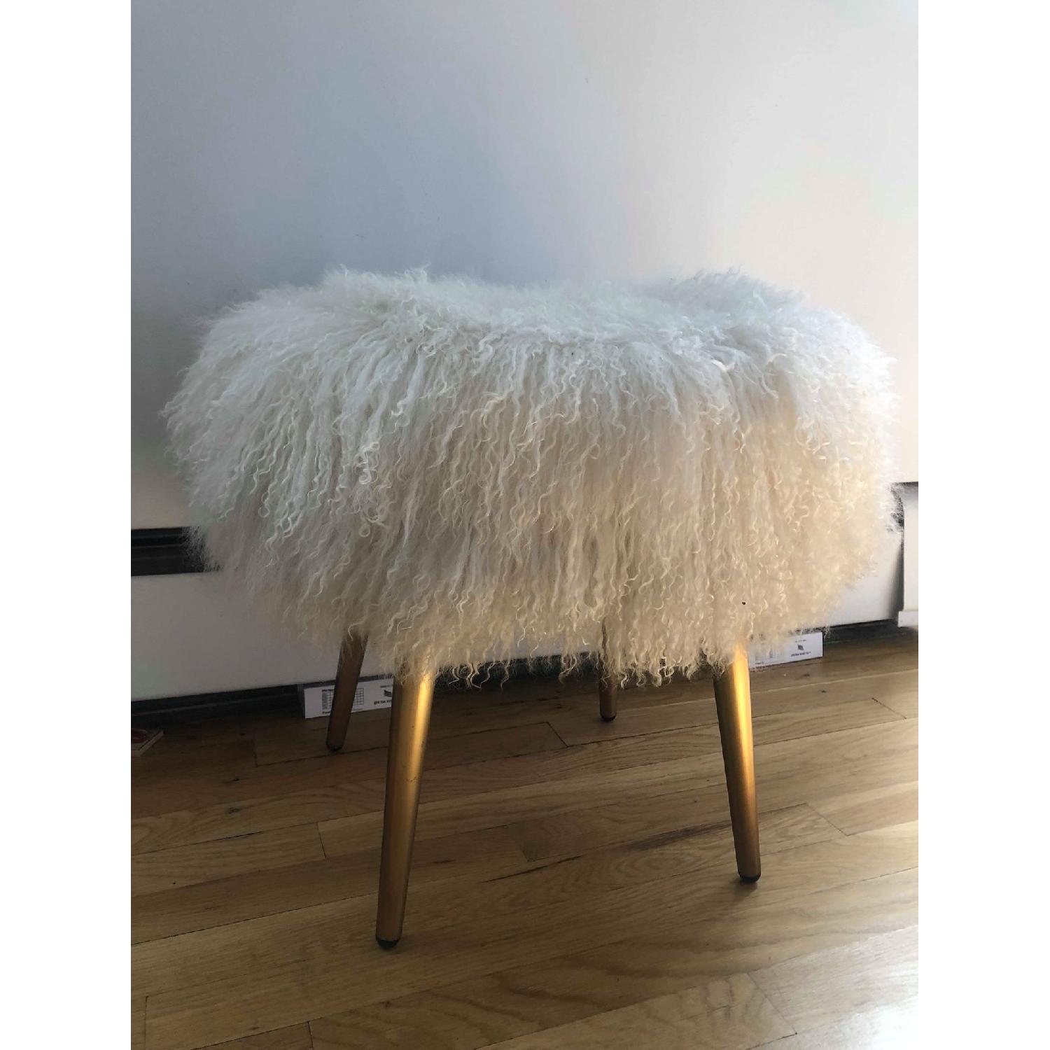 West Elm White Mongolian Footstool - image-2