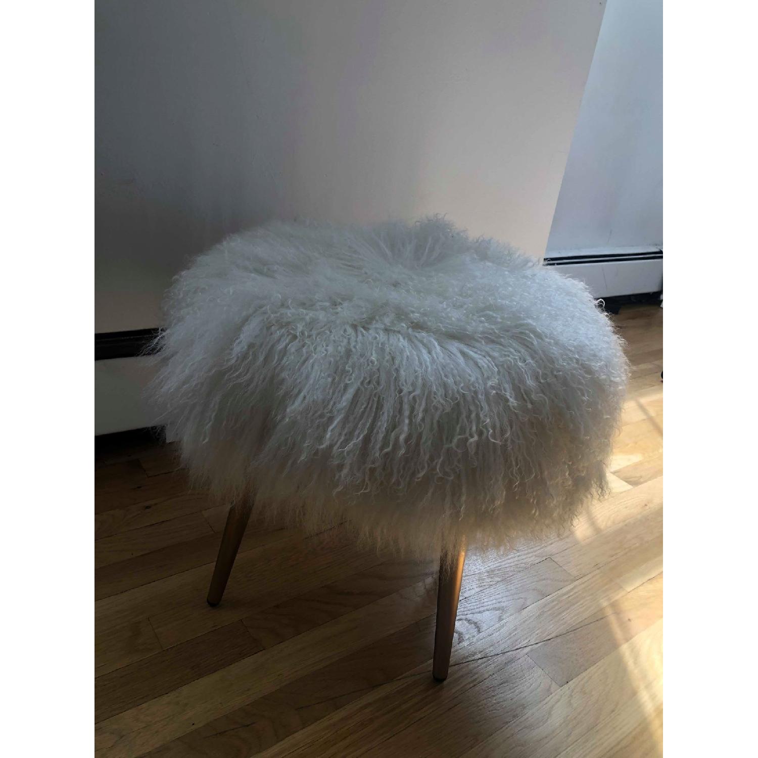 West Elm White Mongolian Footstool - image-3