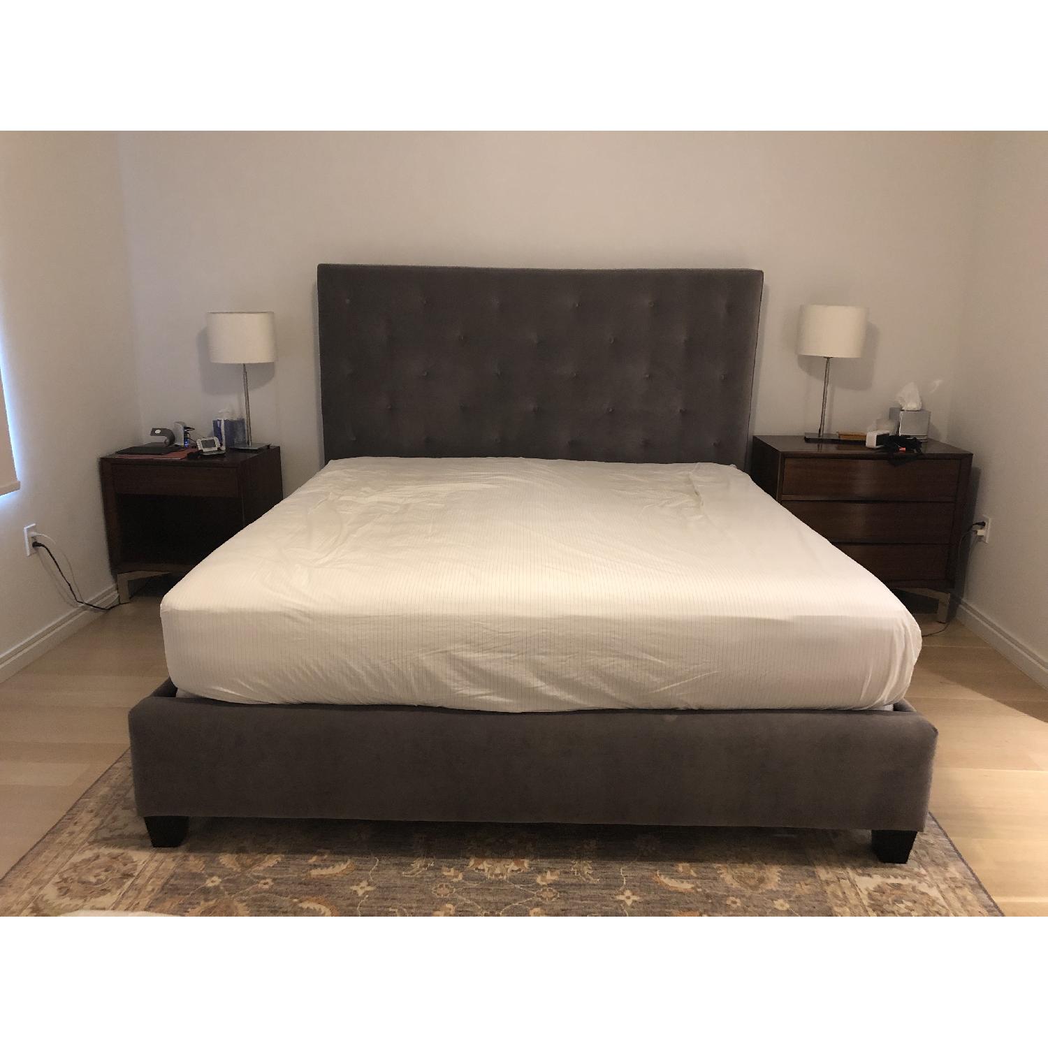 Mitchell Gold Butler King Grey Velvet Upholstered Bed Frame - image-2