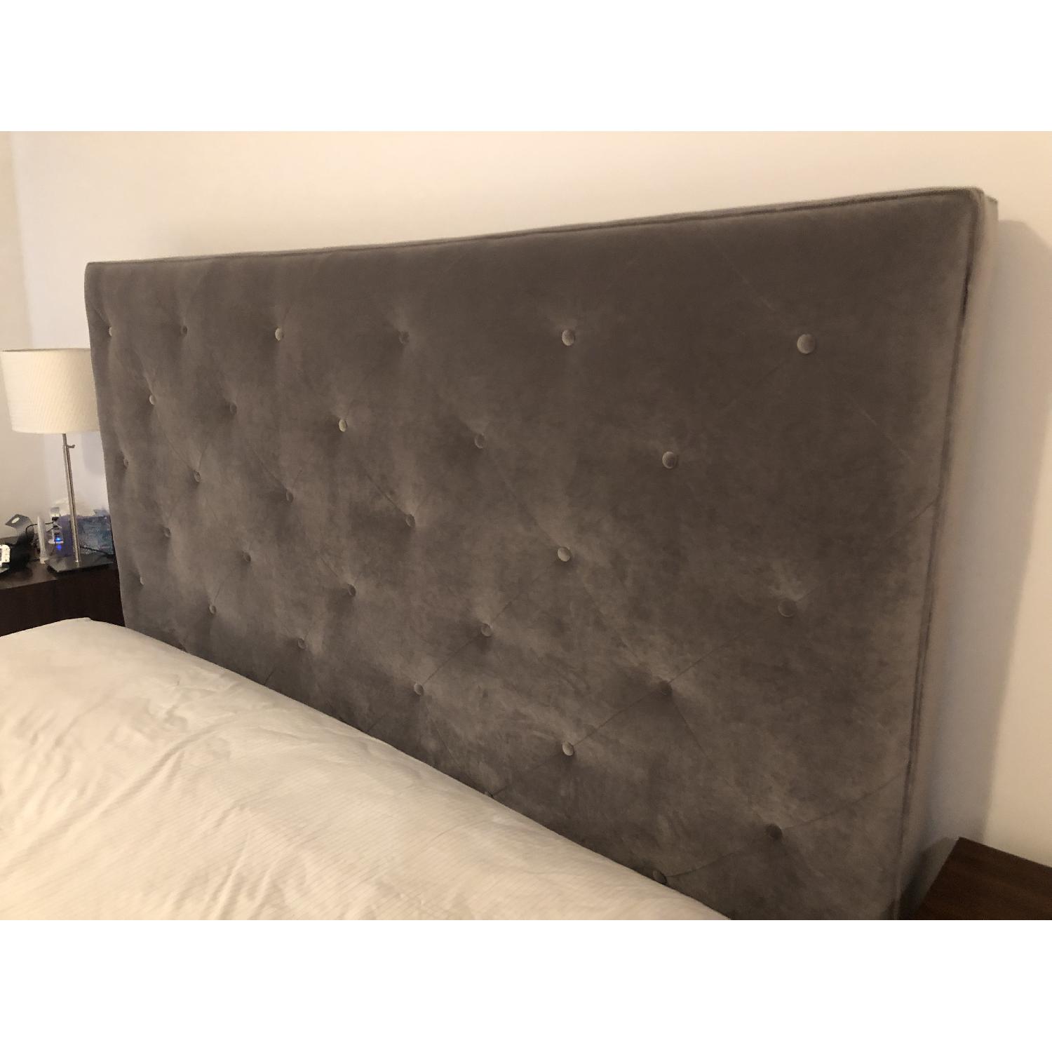 Mitchell Gold Butler King Grey Velvet Upholstered Bed Frame - image-4
