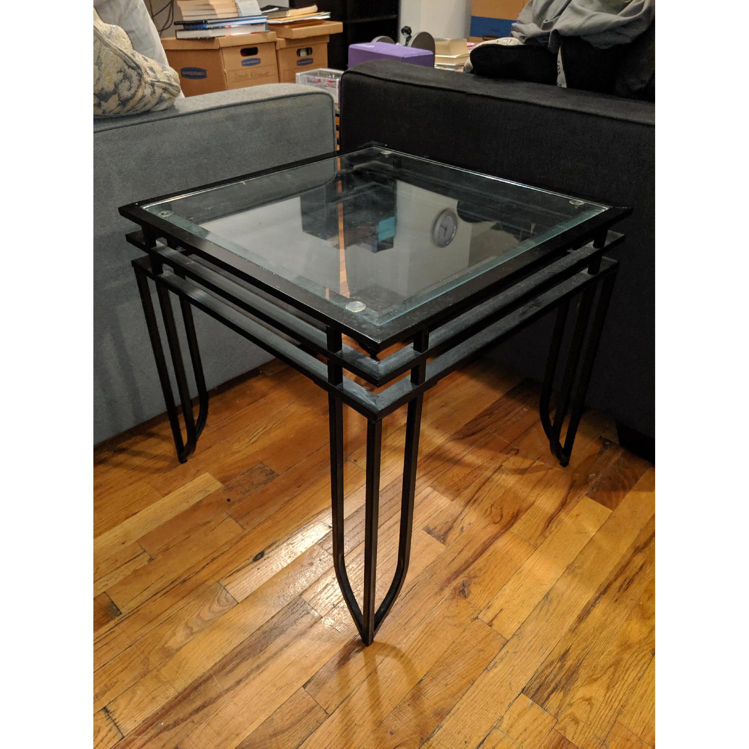 Modern Glass Coffee Table + Matching End Tables AptDeco