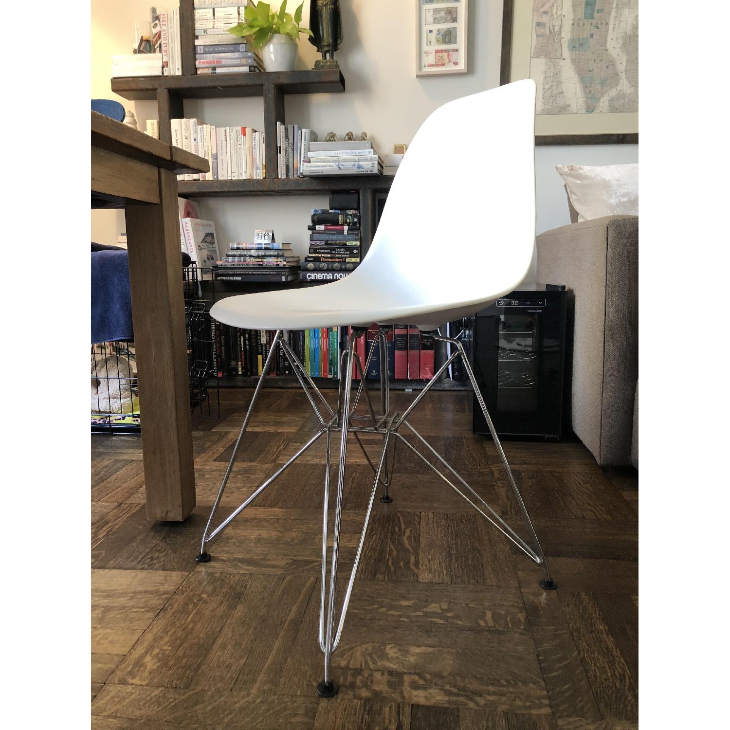 AllModern Dining Chair in Matte White w/ Chrome Legs AptDeco