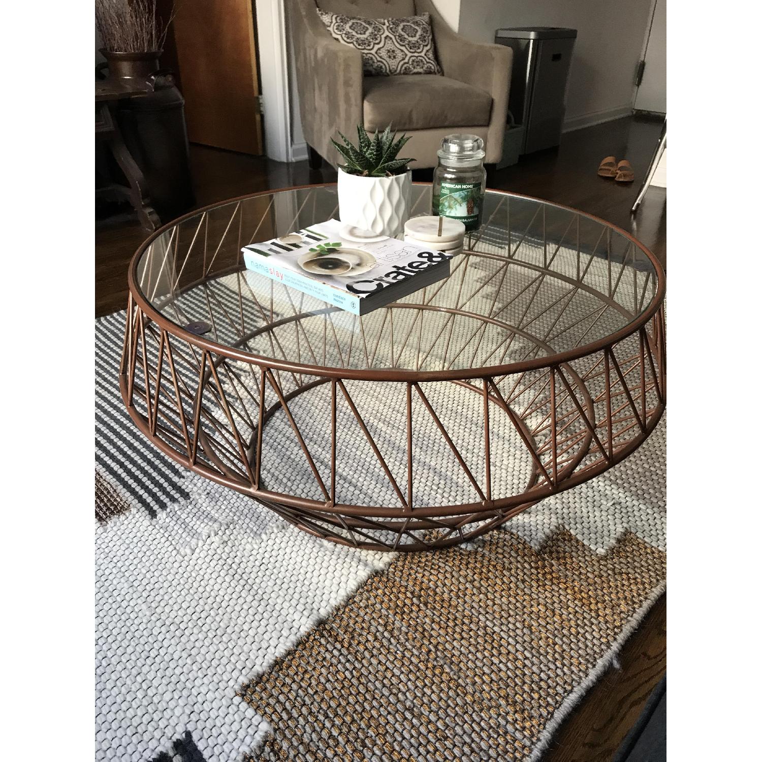 Copper Glass Top Coffee Table - image-1