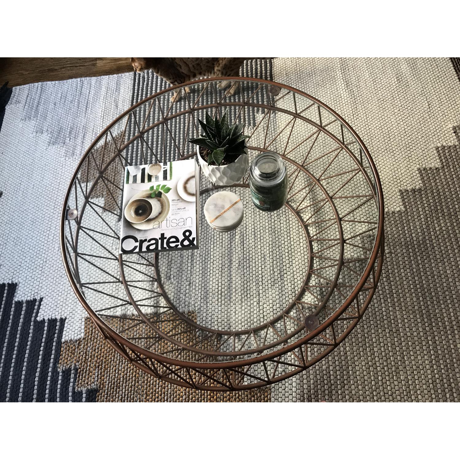Copper Glass Top Coffee Table - image-3