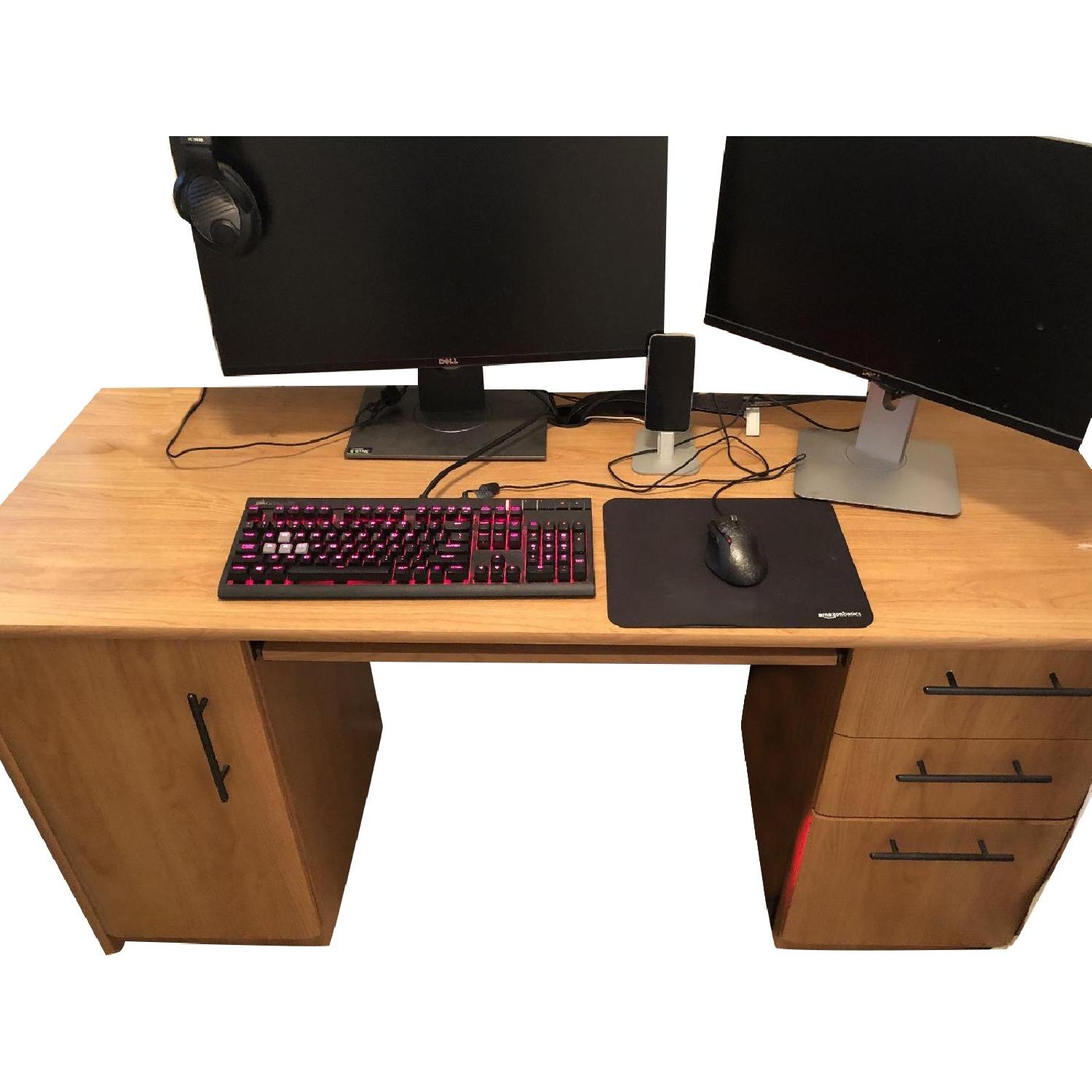 Macy's Solid Wood Desk w/ Metal Finishes AptDeco