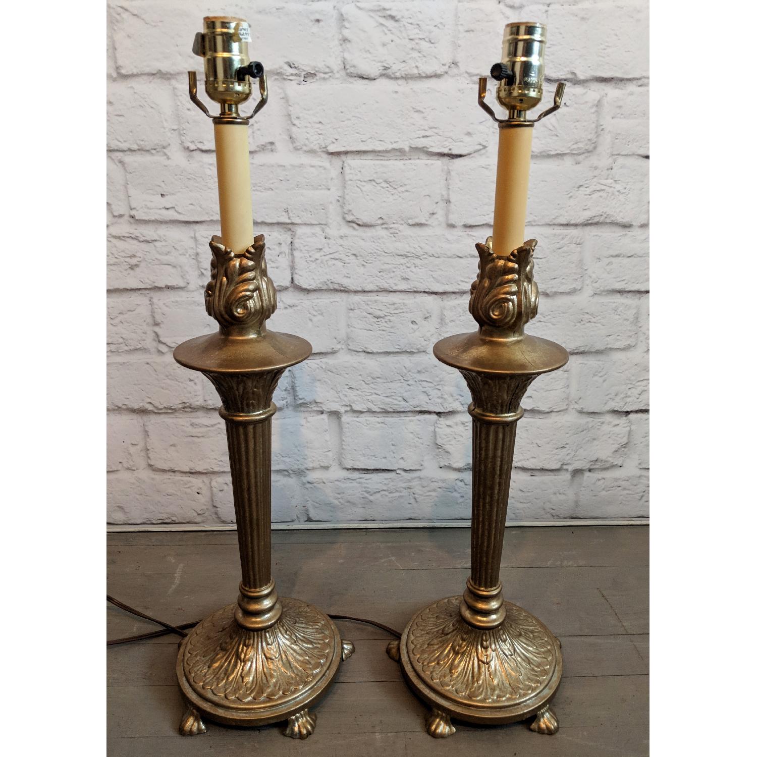 Art Nouveau Style Metal Candlestick Lamps - image-4