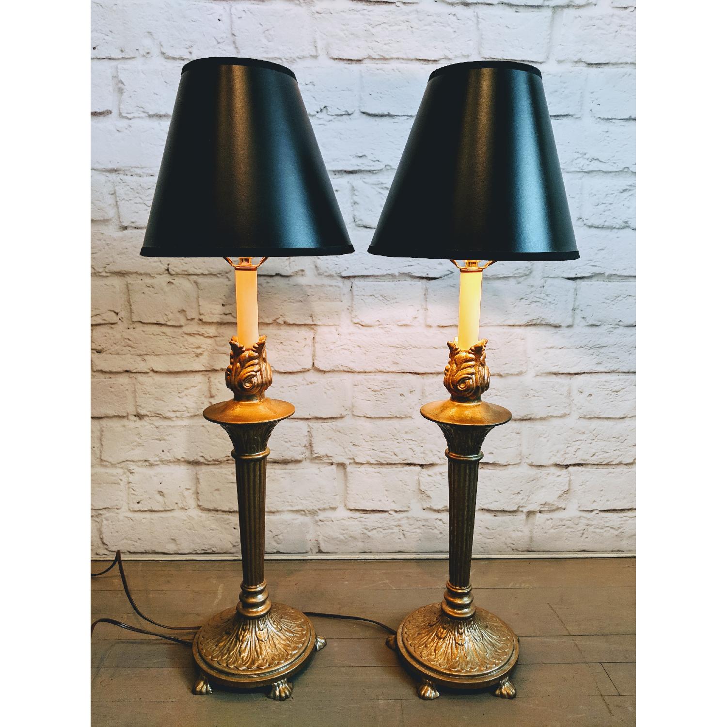 Art Nouveau Style Metal Candlestick Lamps - image-7