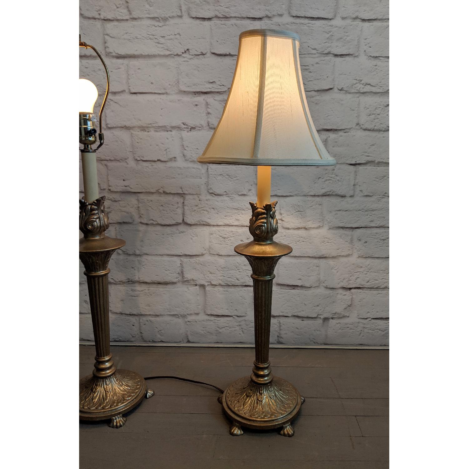 Art Nouveau Style Metal Candlestick Lamps - image-9