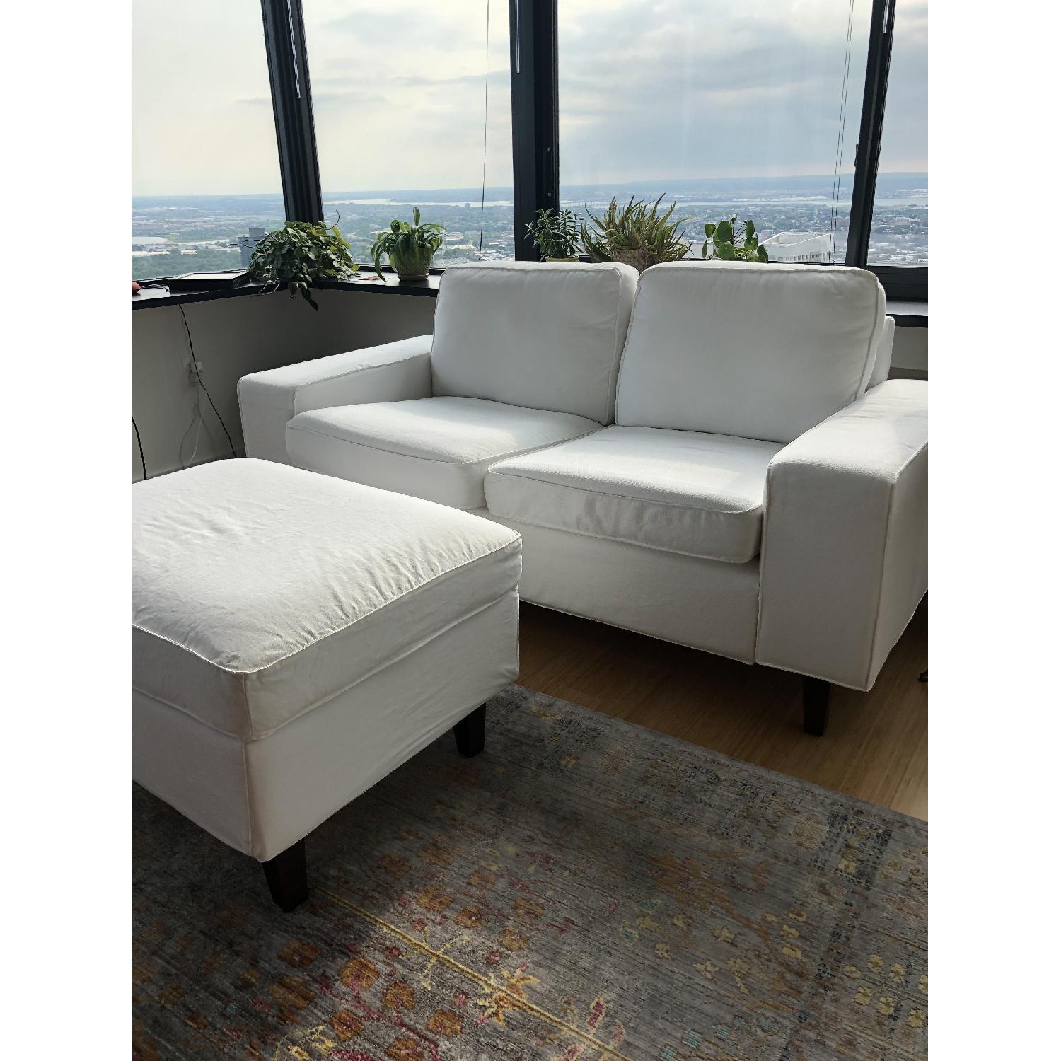 Ikea Kivik White MidCentury Sofa & Ottoman AptDeco