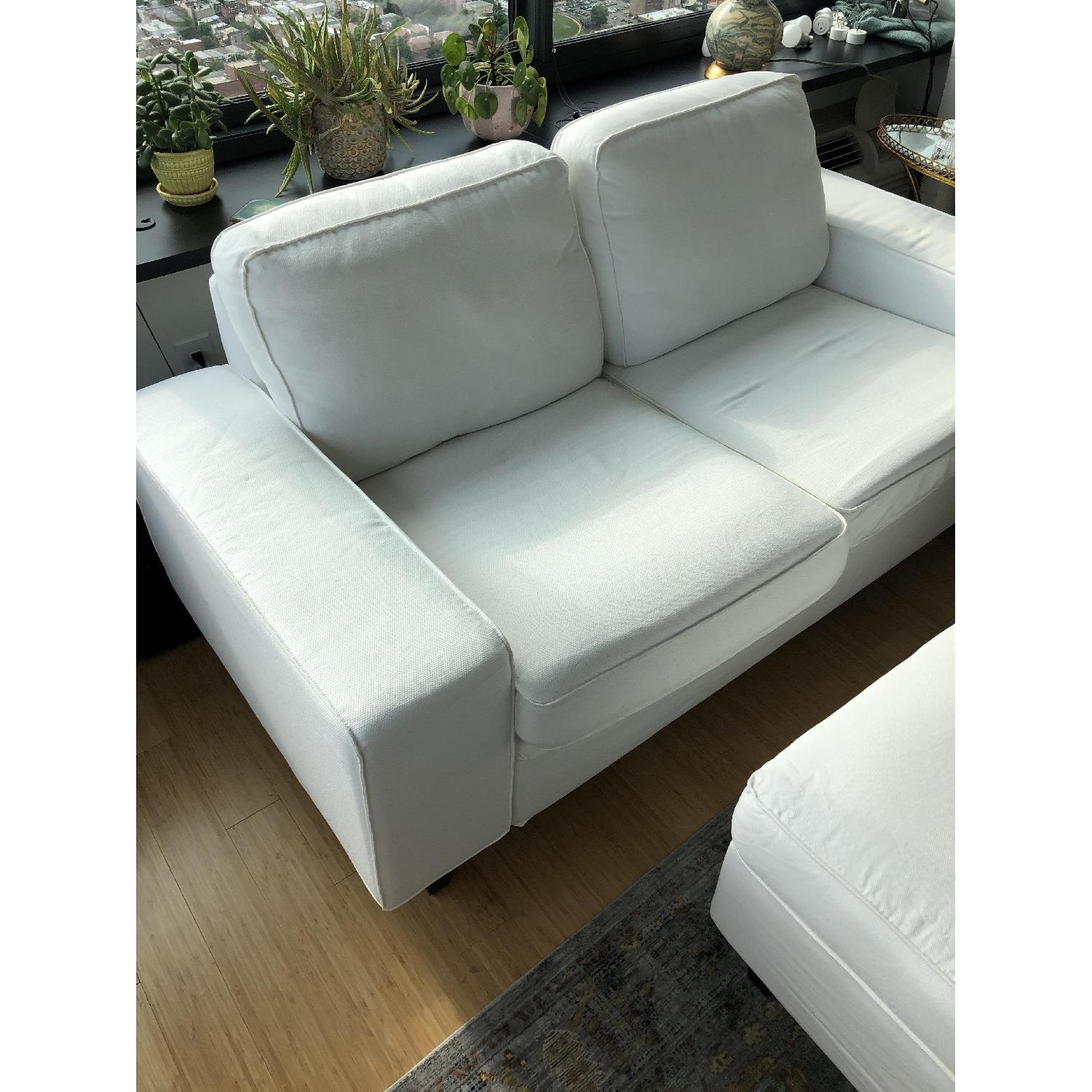 Ikea Kivik White MidCentury Sofa & Ottoman AptDeco