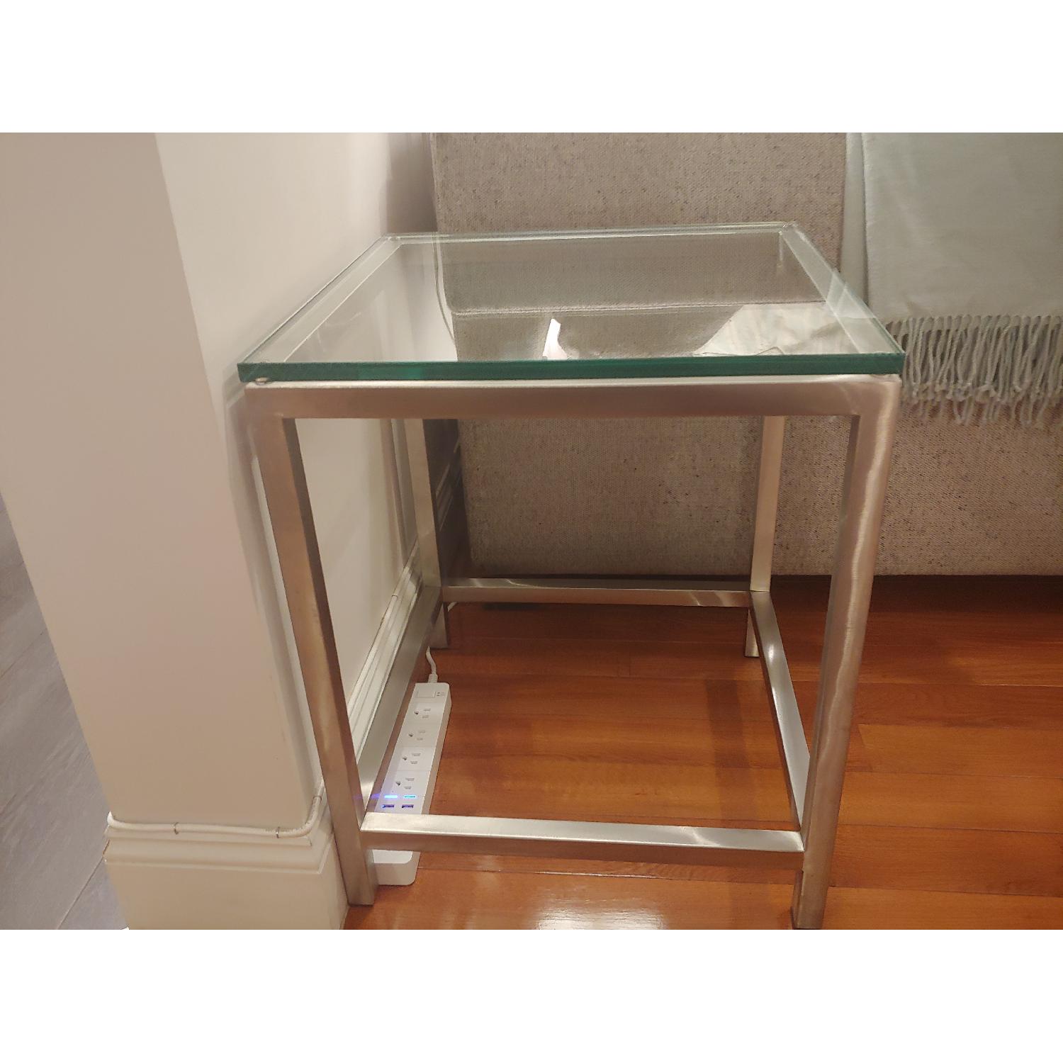 Crate & Barrel Era Glass Side Table - image-1