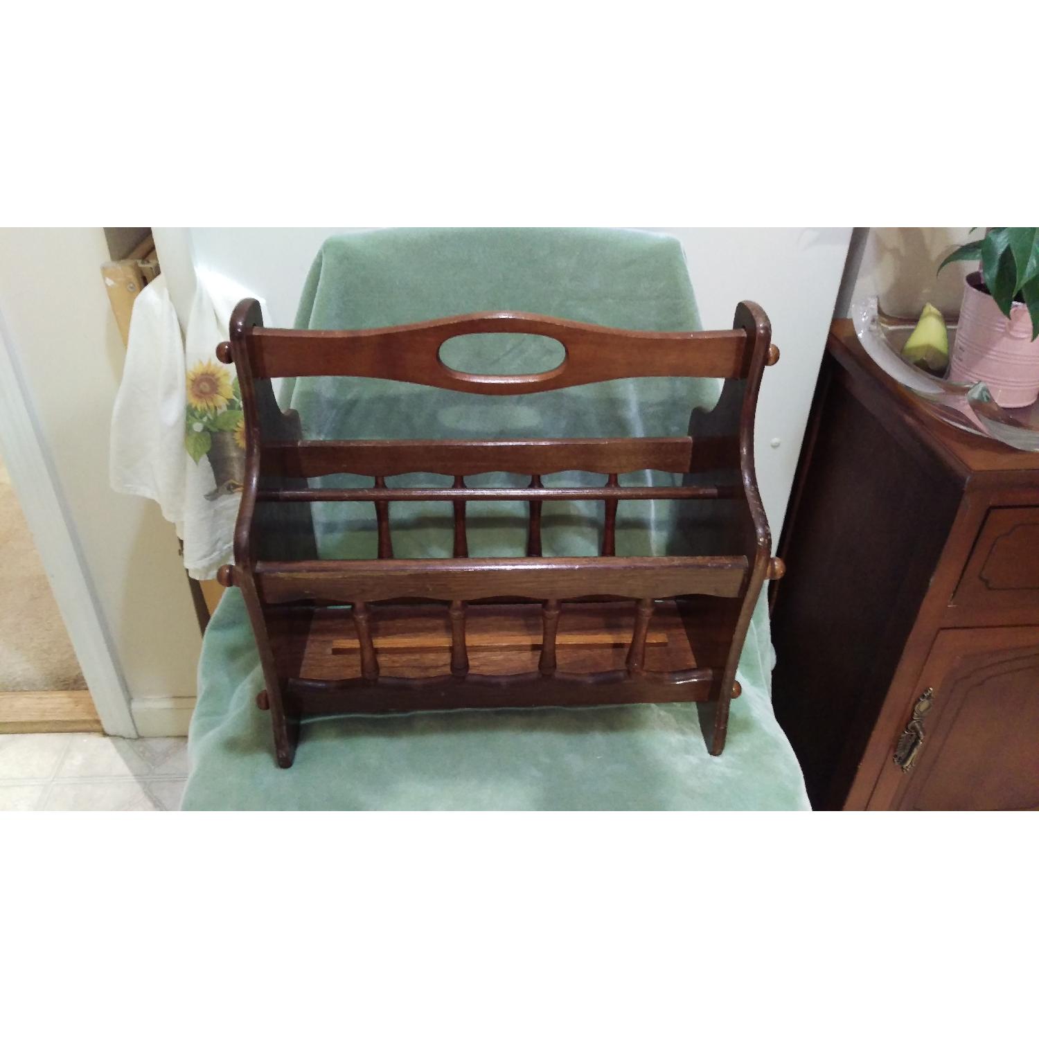 Federal Style Oak Wood Magazine Rack - image-11