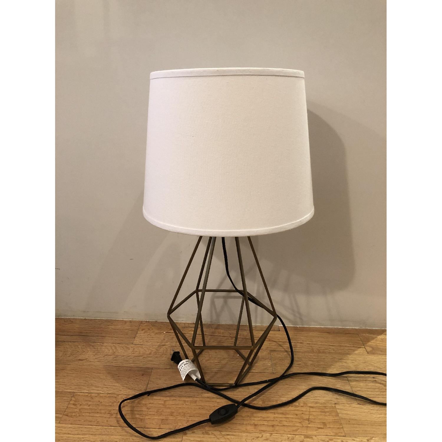 World Market Brass Diamond Table Lamp w/ White Shade - image-1