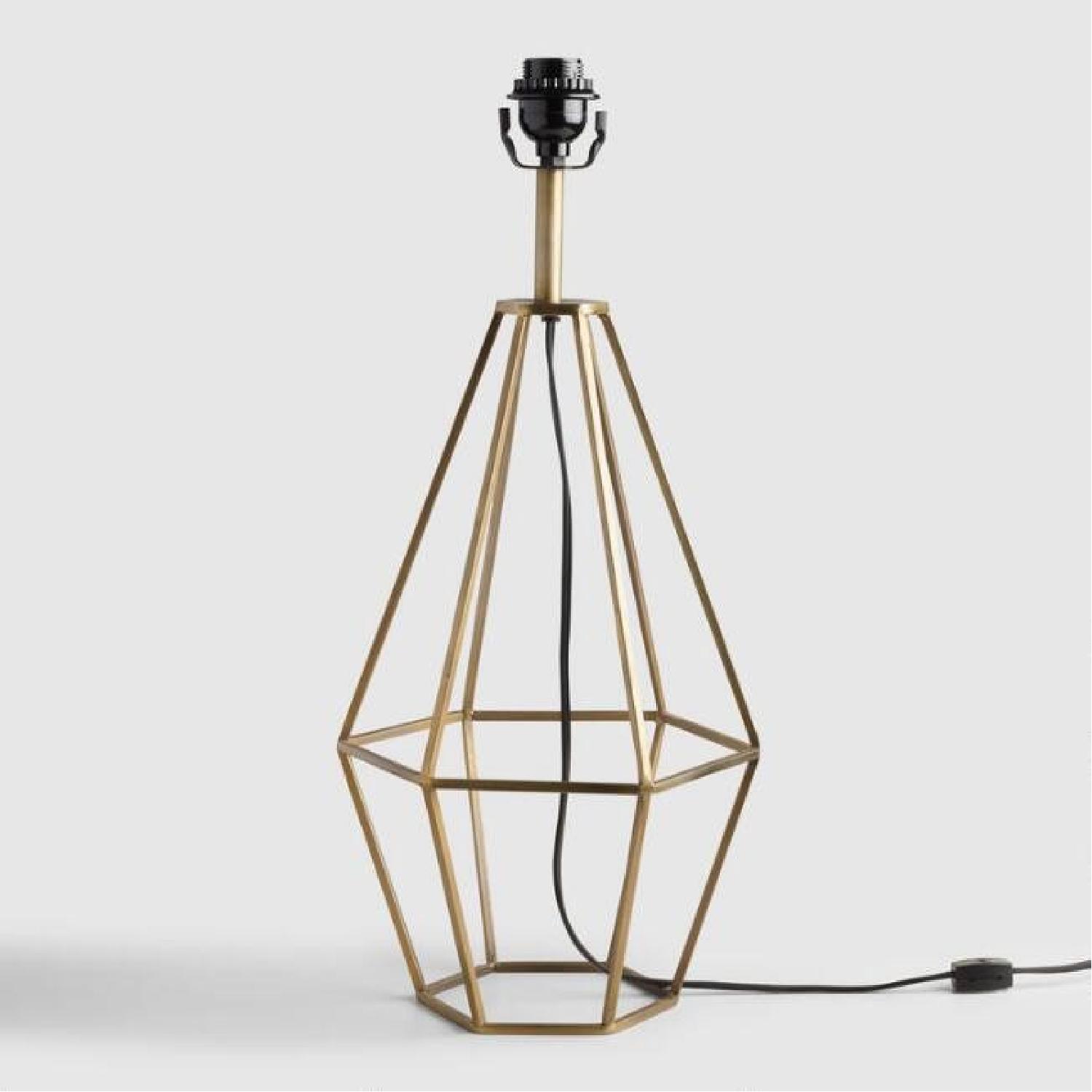 World Market Brass Diamond Table Lamp w/ White Shade - image-4