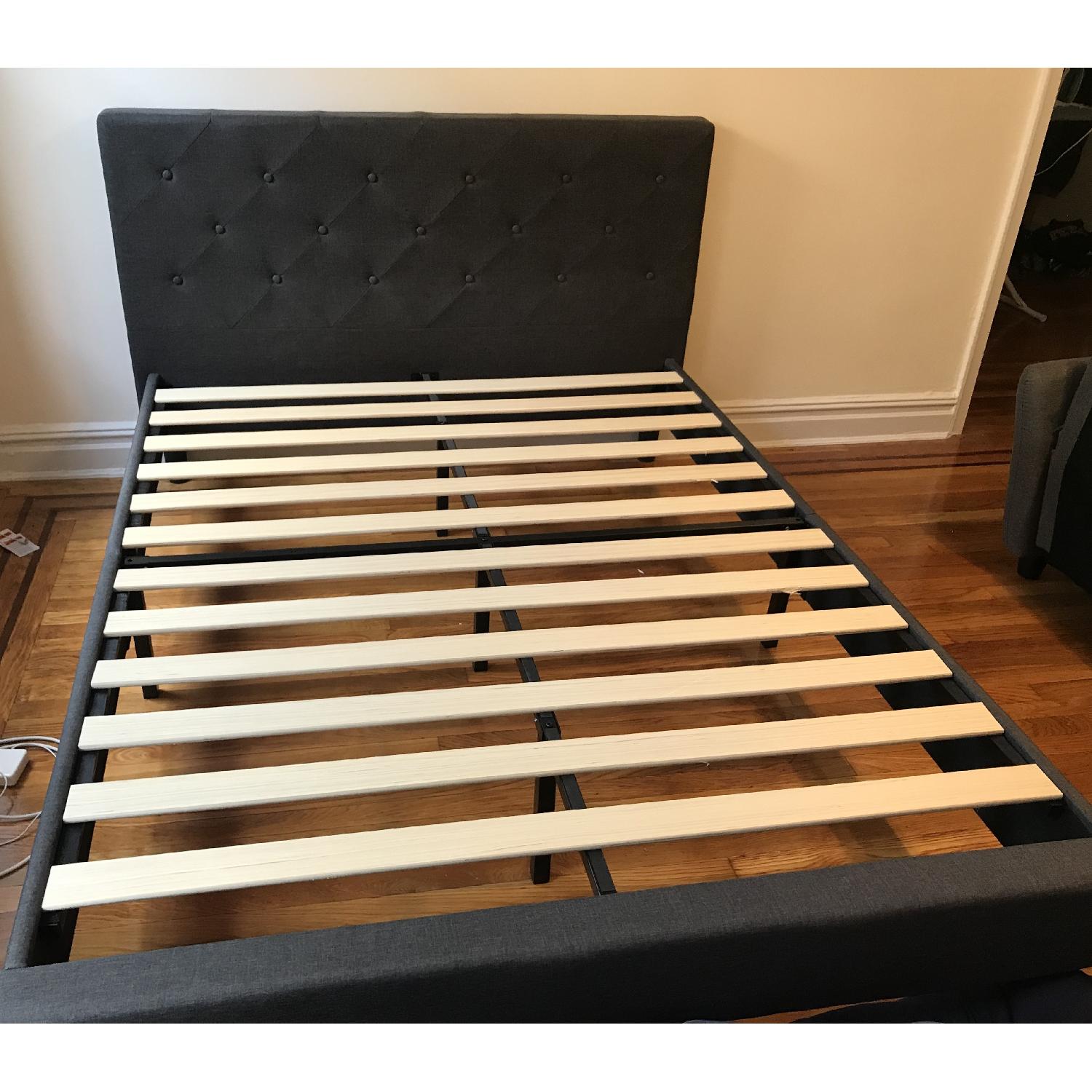 Zinus Upholstered Diamond Stitched Platform Queen Bed Frame - image-1