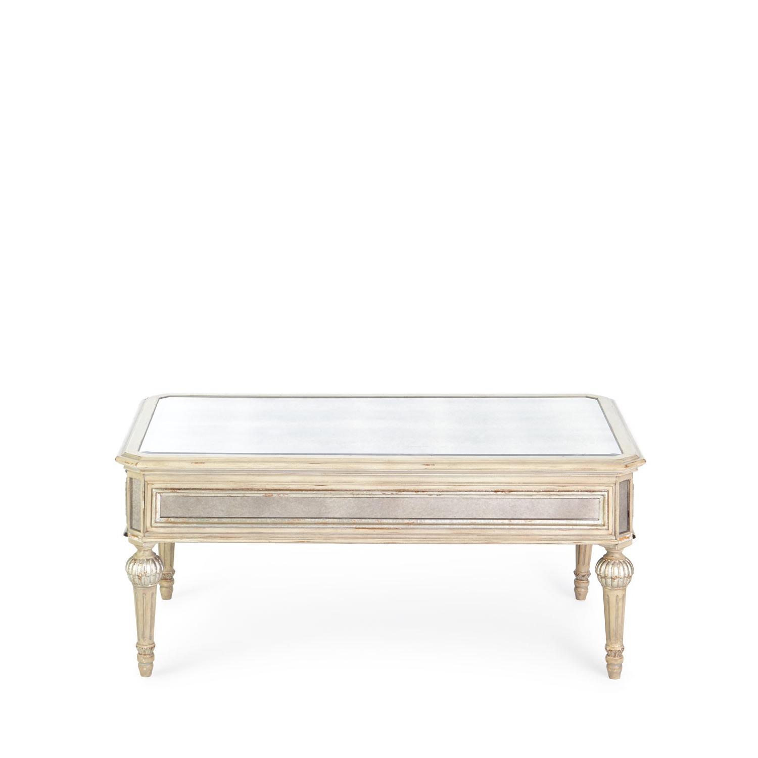 Horchow Dresden Mirrored Antique Coffee Table w/ 2 Drawers - image-1