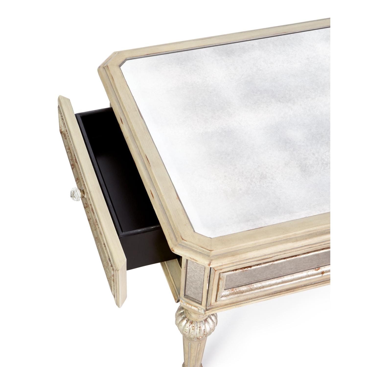 Horchow Dresden Mirrored Antique Coffee Table w/ 2 Drawers - image-2