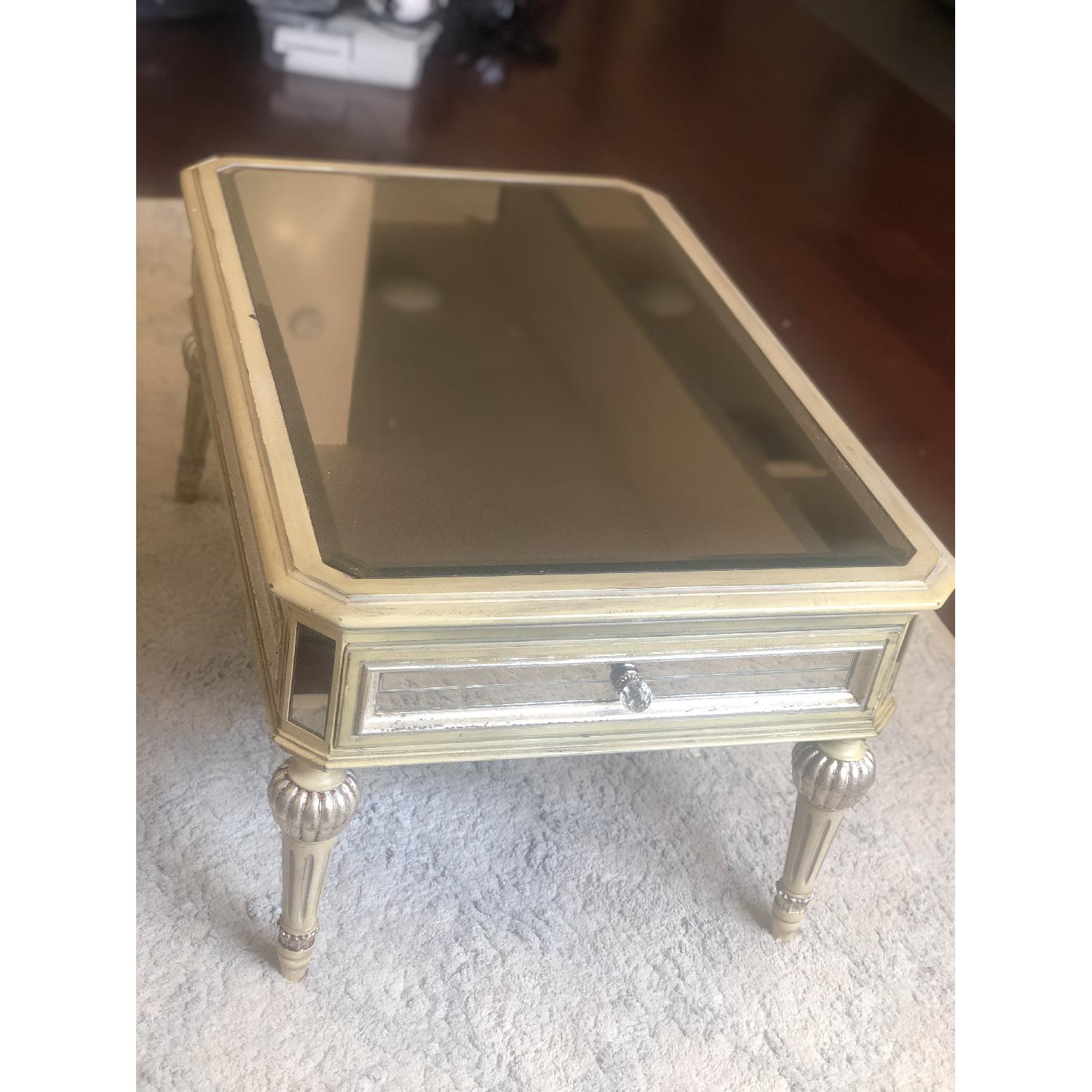 Horchow Dresden Mirrored Antique Coffee Table w/ 2 Drawers - image-5