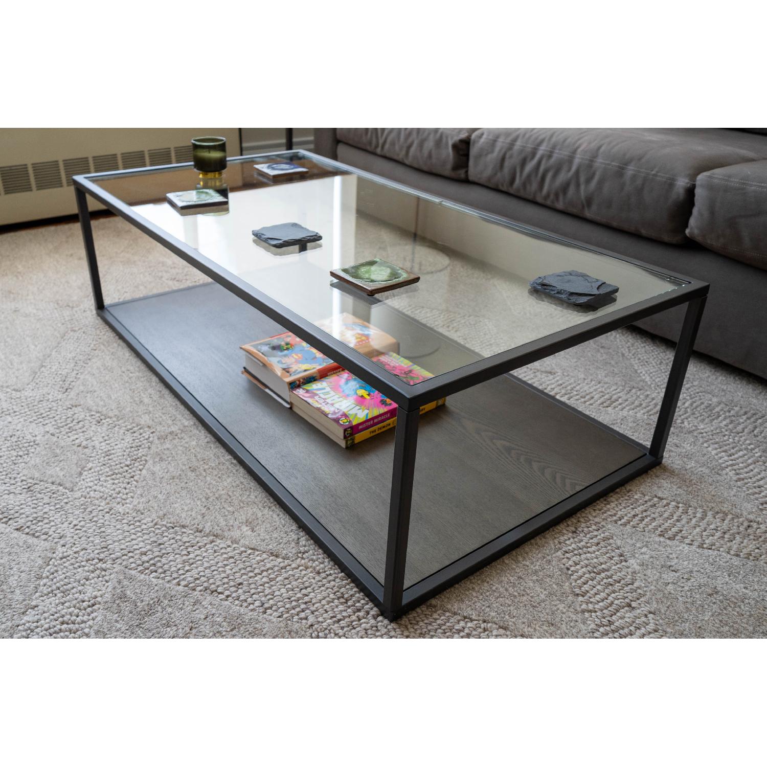West Elm Glass/Wood Coffee Table - image-1
