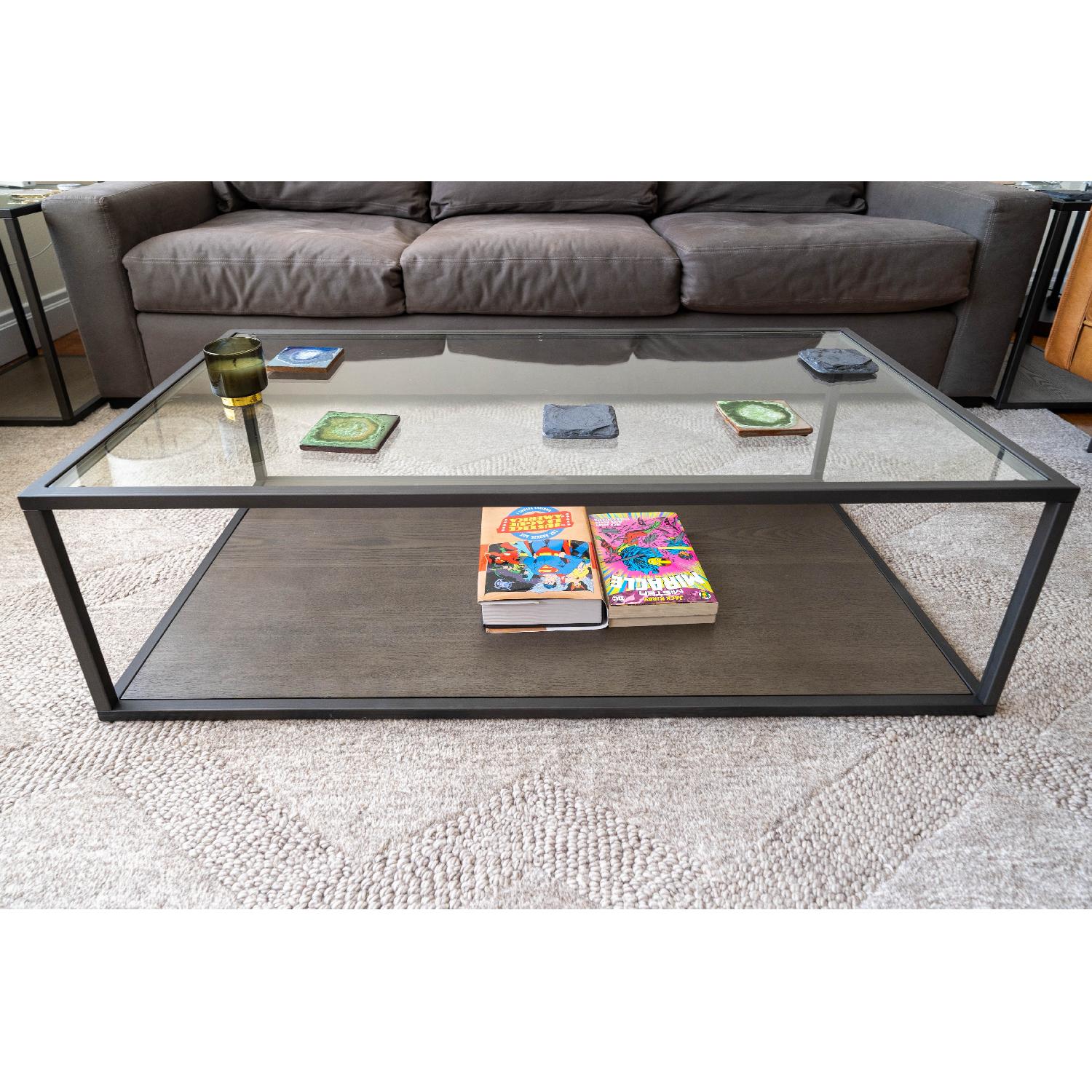 West Elm Glass/Wood Coffee Table - image-2