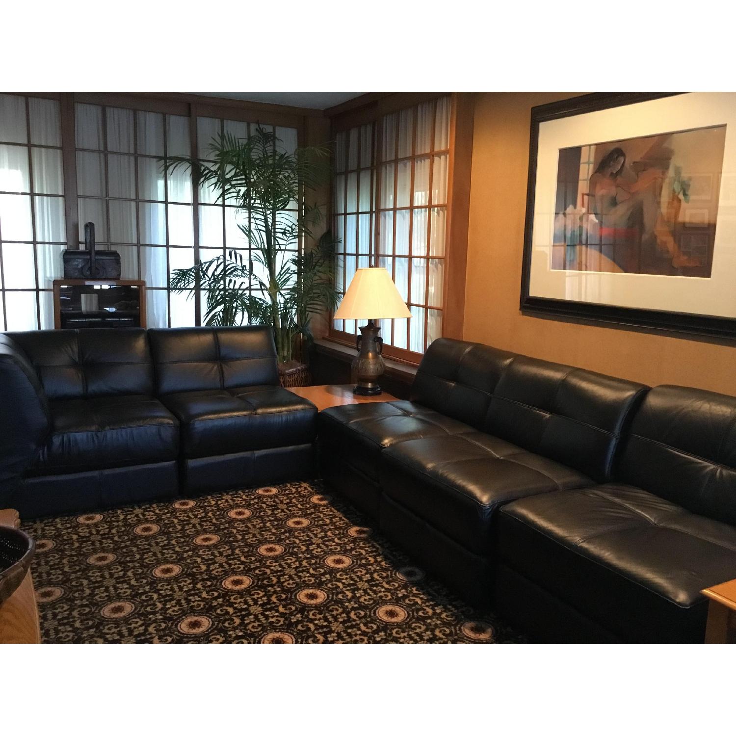 Raymour & Flanigan 5 Piece Faux Leather Sectional Sofa - AptDeco