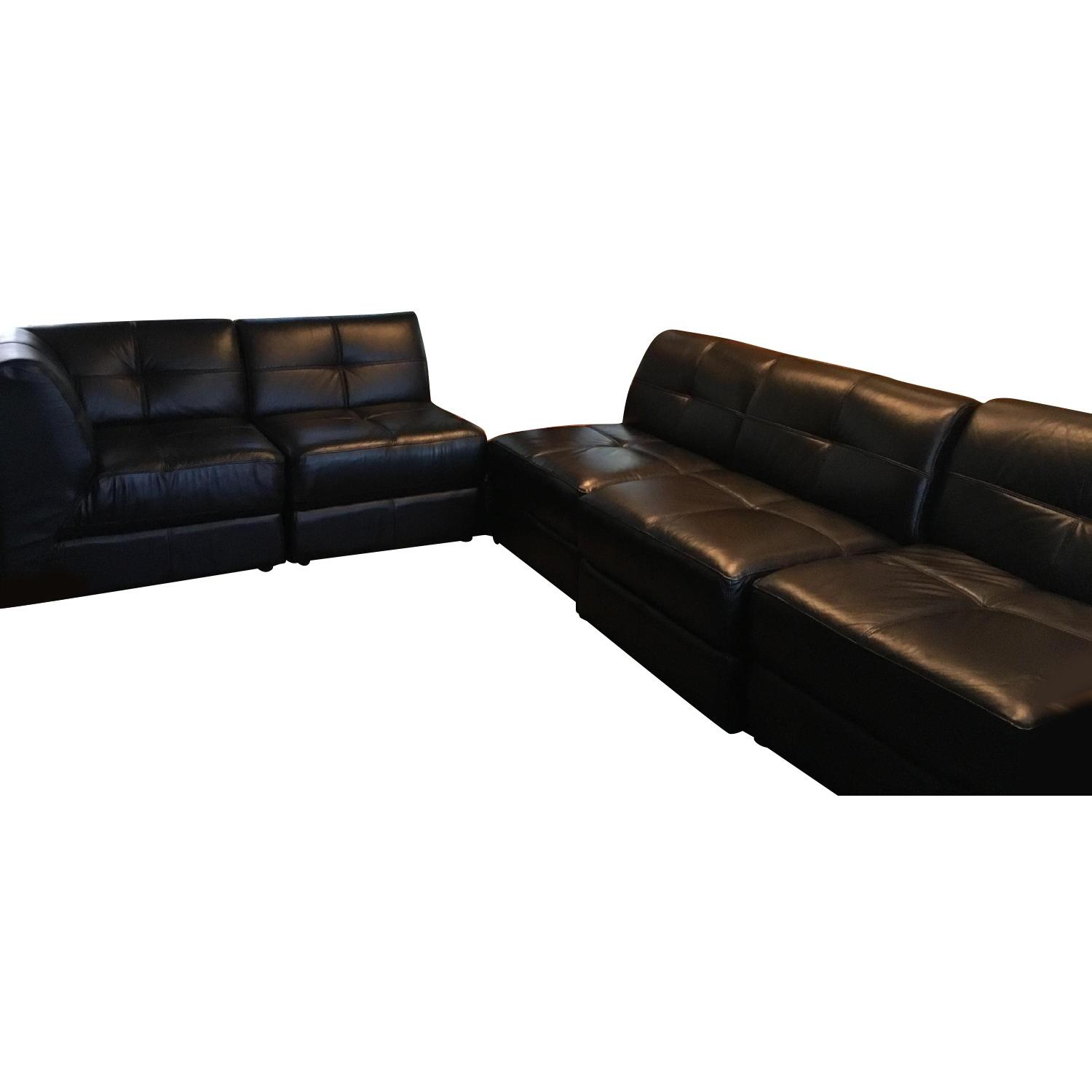 Raymour & Flanigan 5 Piece Faux Leather Sectional Sofa - AptDeco
