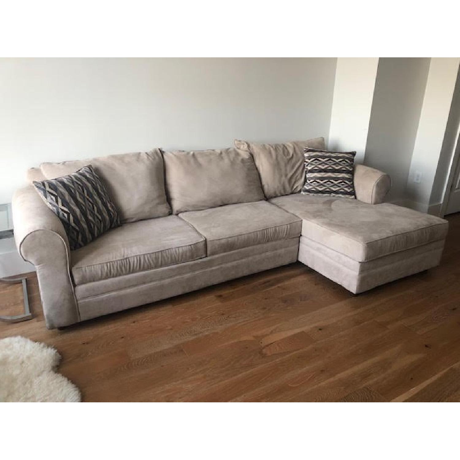 Bob's Beige Queen Sleeper Sectional Sofa AptDeco