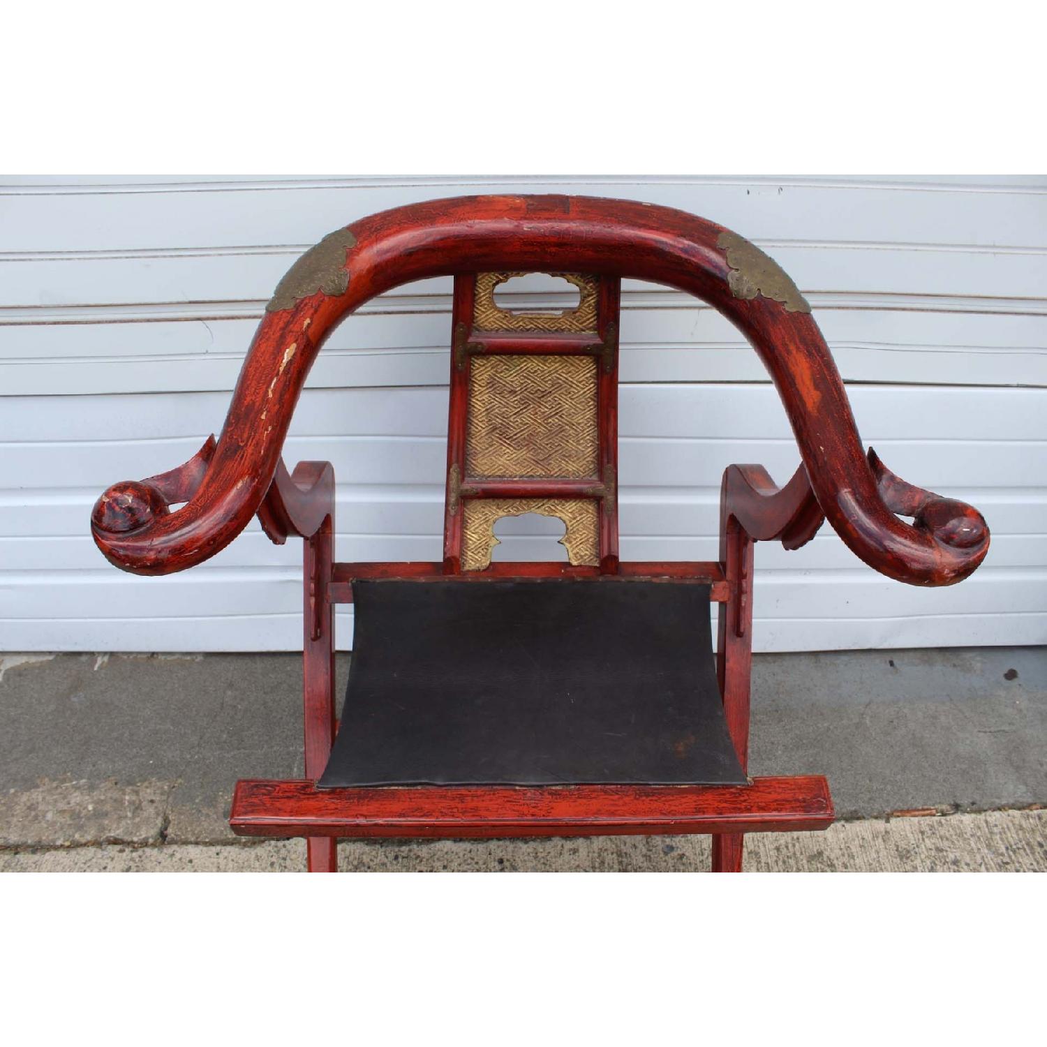 Antique Circa 19th C Red Lacquer Chinese Folding Chair - image-2