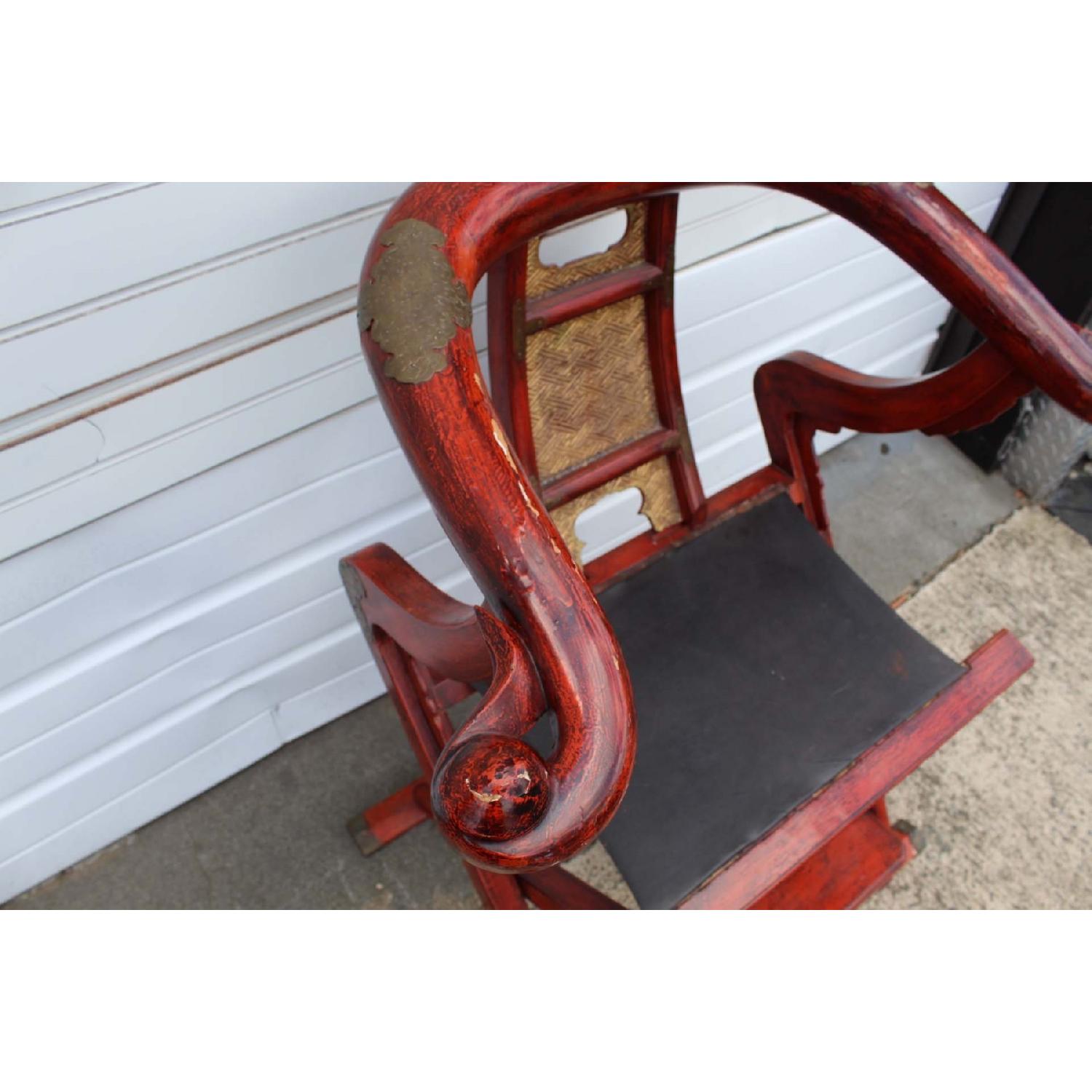 Antique Circa 19th C Red Lacquer Chinese Folding Chair - image-3