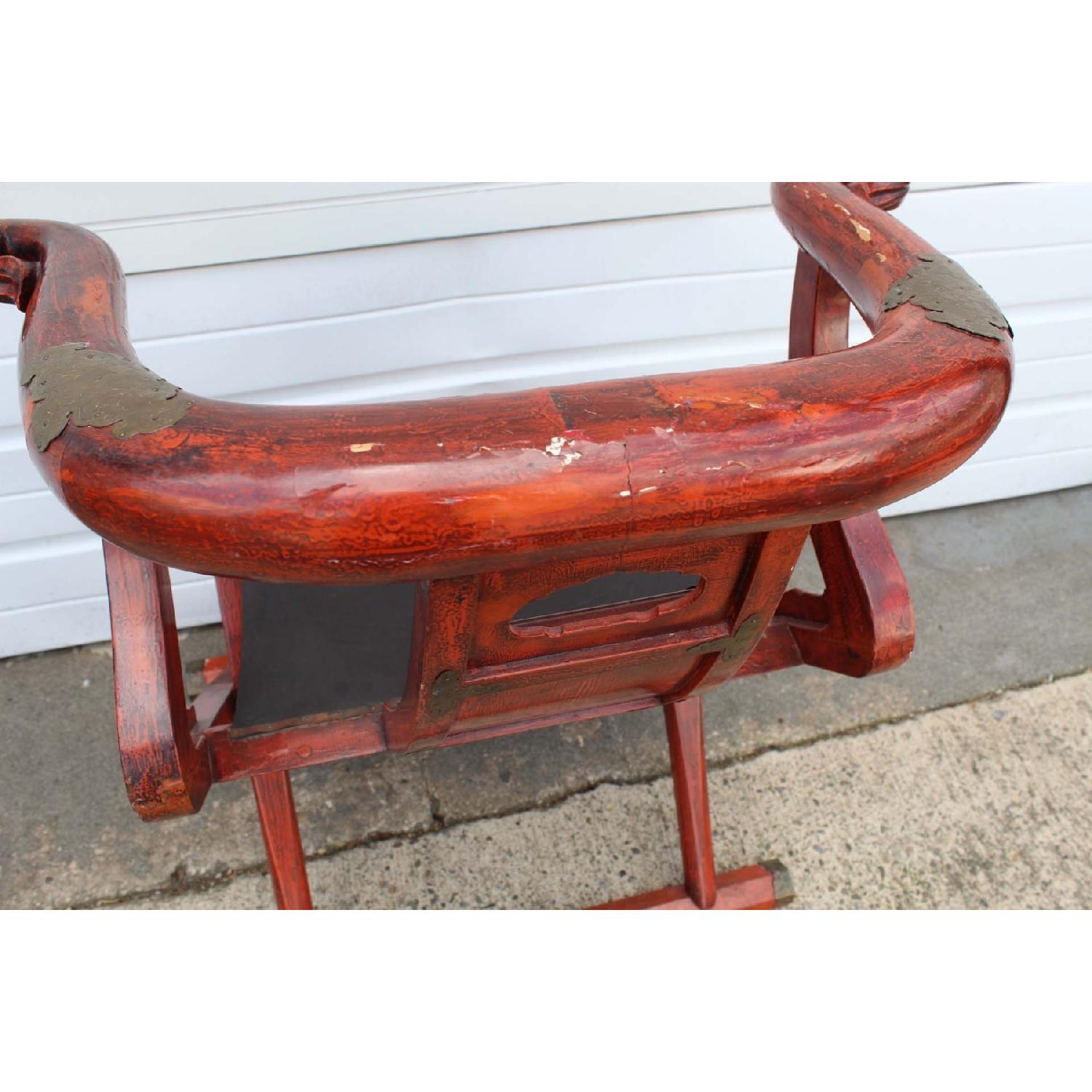 Antique Circa 19th C Red Lacquer Chinese Folding Chair - image-4