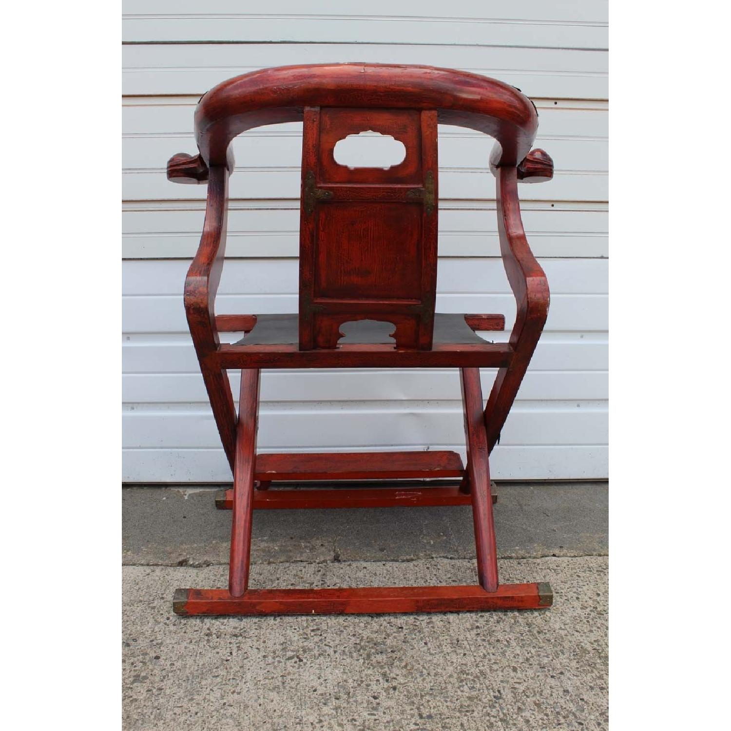 Antique Circa 19th C Red Lacquer Chinese Folding Chair - image-6