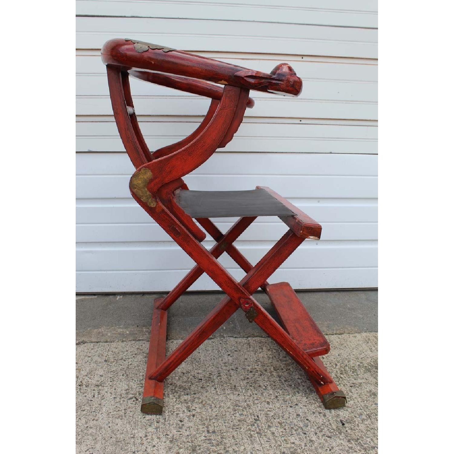 Antique Circa 19th C Red Lacquer Chinese Folding Chair - image-7