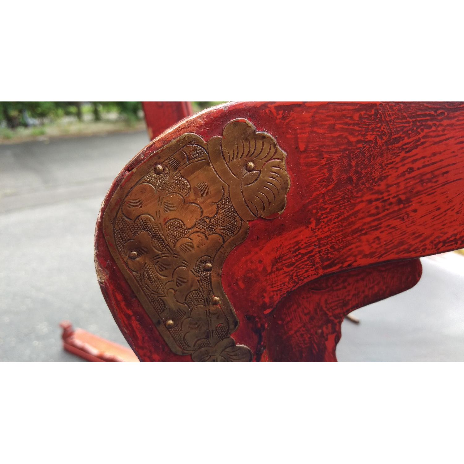 Antique Circa 19th C Red Lacquer Chinese Folding Chair - image-9