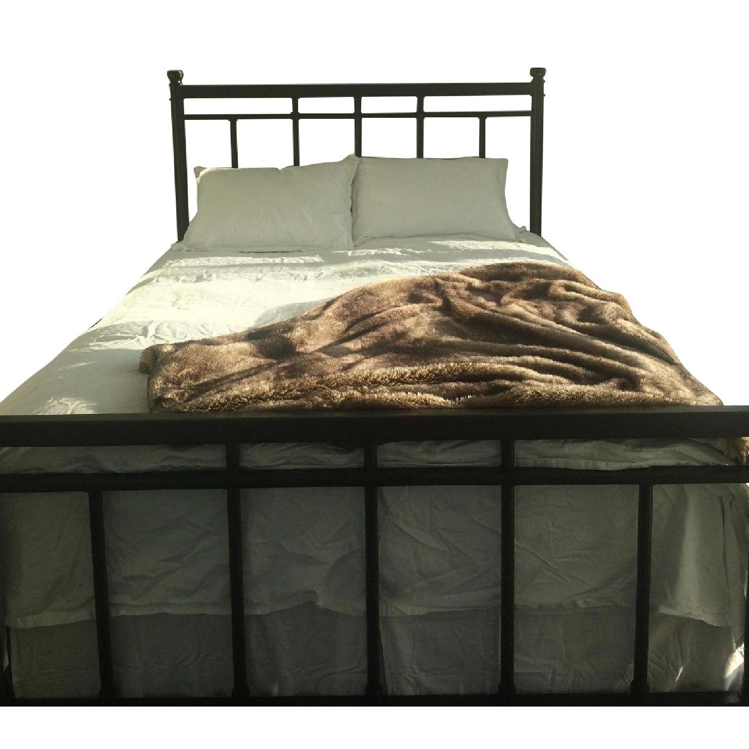Crate & Barrel Wrought Iron Queen Size Bed Frame AptDeco
