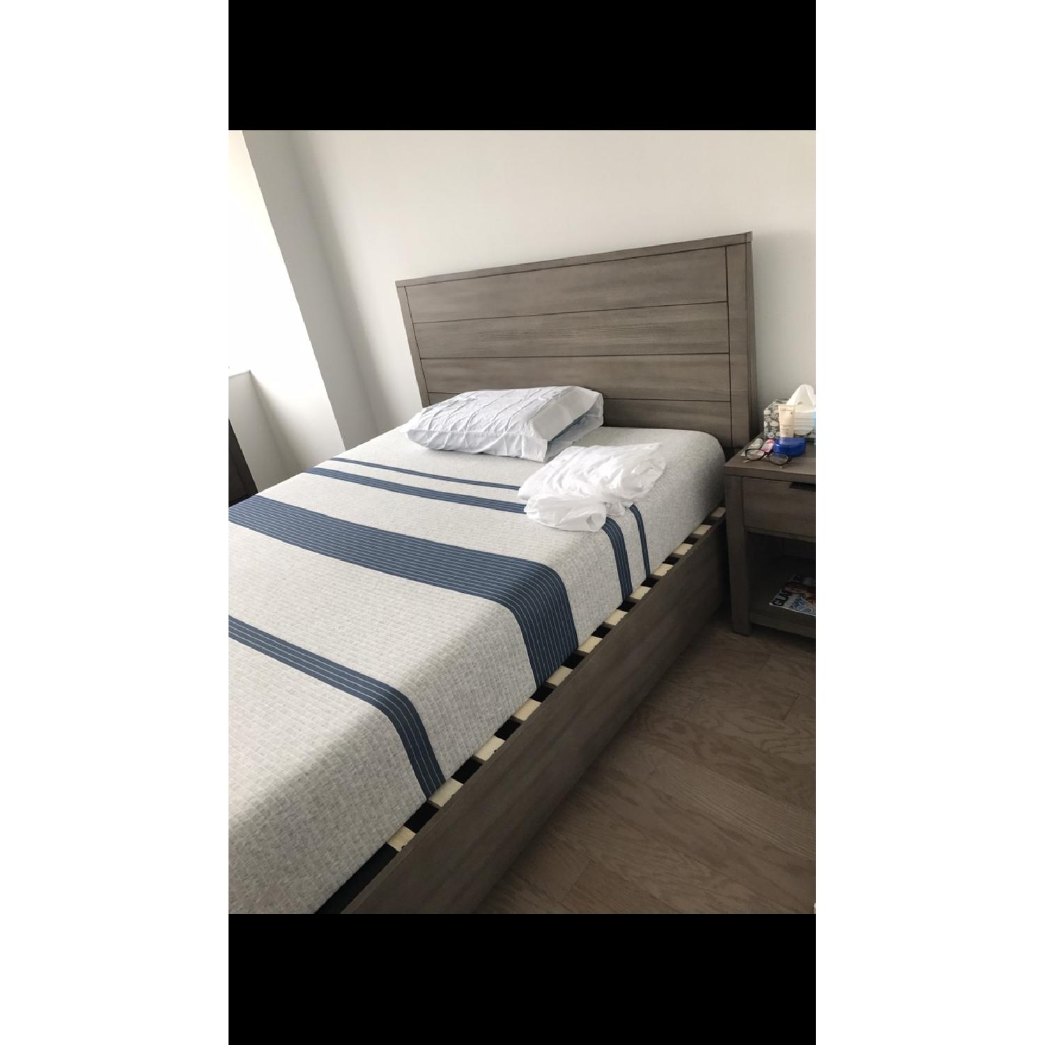 Macy's Grey Wood Queen Bed Frame w/ Drawers AptDeco