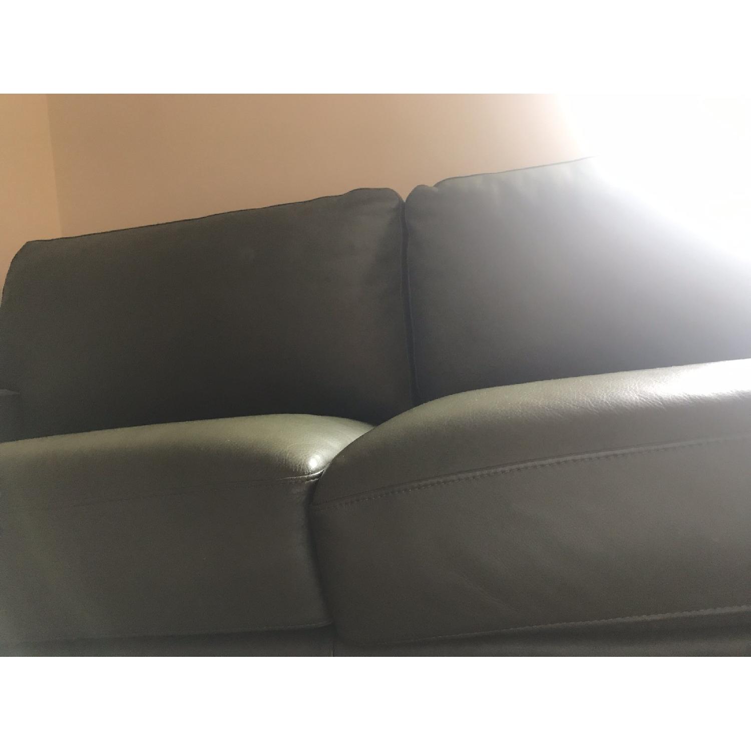 Moss Green Leather Queen Sleeper Sofa - image-6