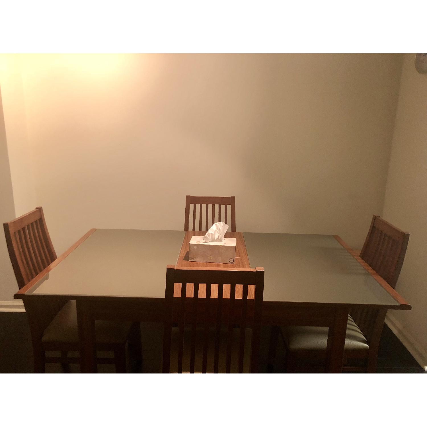 Wood & Glass Expandable Dining Table w/ 4 Chairs - image-1