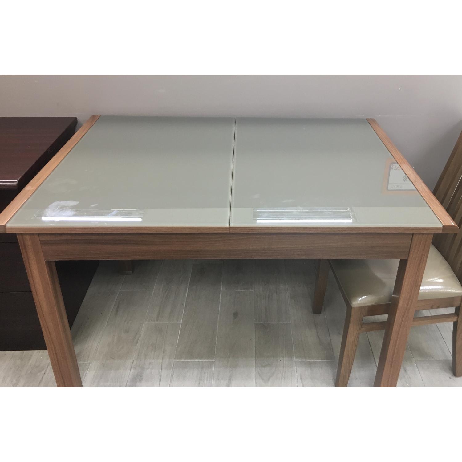 Wood & Glass Expandable Dining Table w/ 4 Chairs - image-3