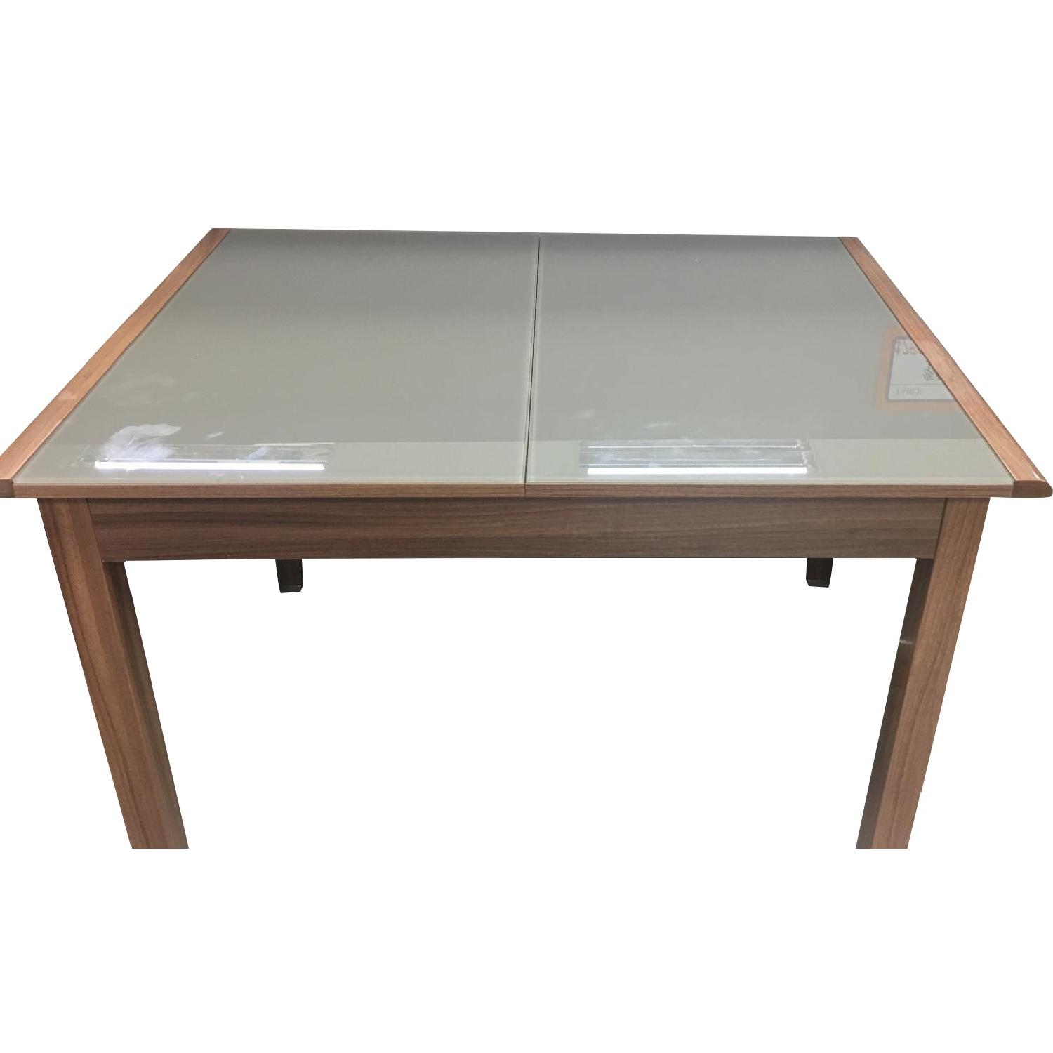 Wood & Glass Expandable Dining Table w/ 4 Chairs - image-0