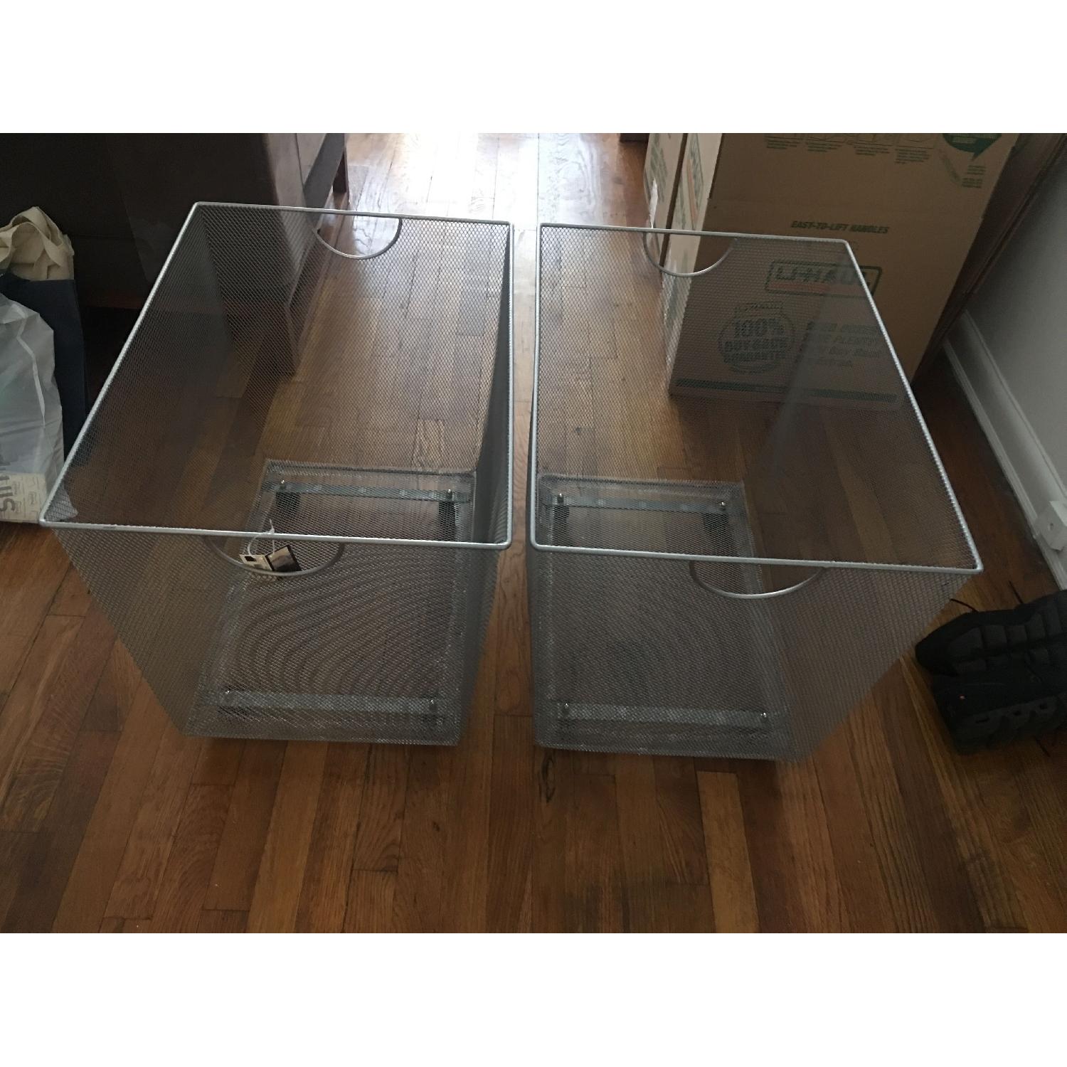 Container Store Silver Mesh Rolling Storage Bins w/ Handles - image-1