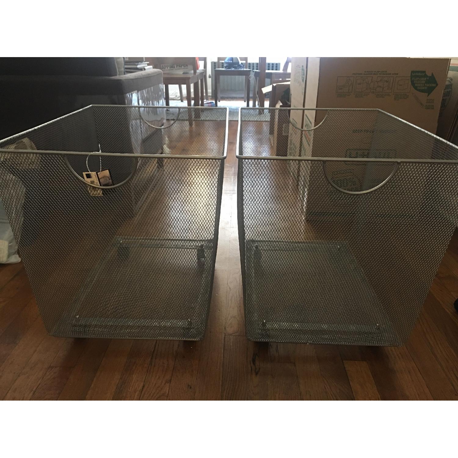 Container Store Silver Mesh Rolling Storage Bins w/ Handles - image-4