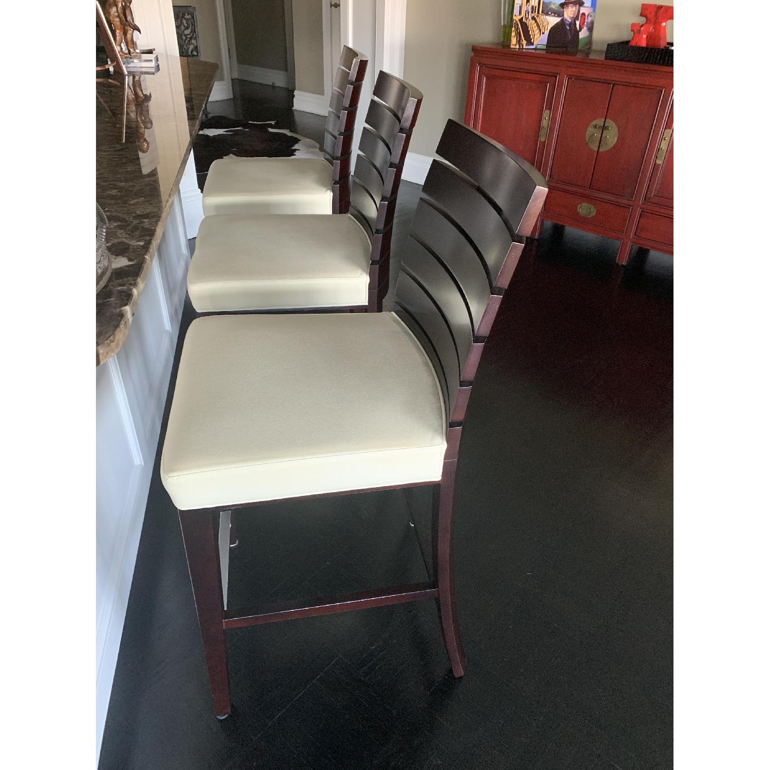 Custom Made Cream Leather Bar Stools - image-1