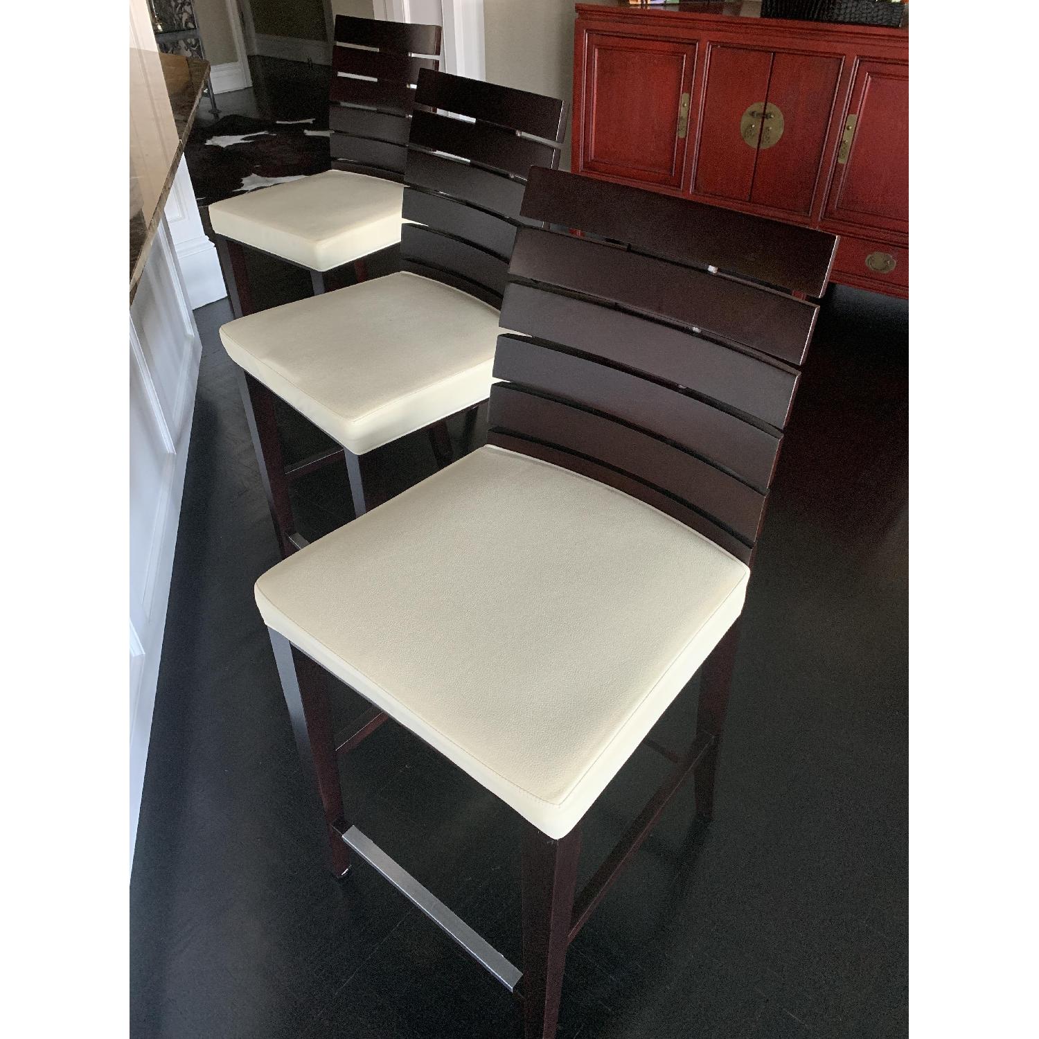 Custom Made Cream Leather Bar Stools - image-2