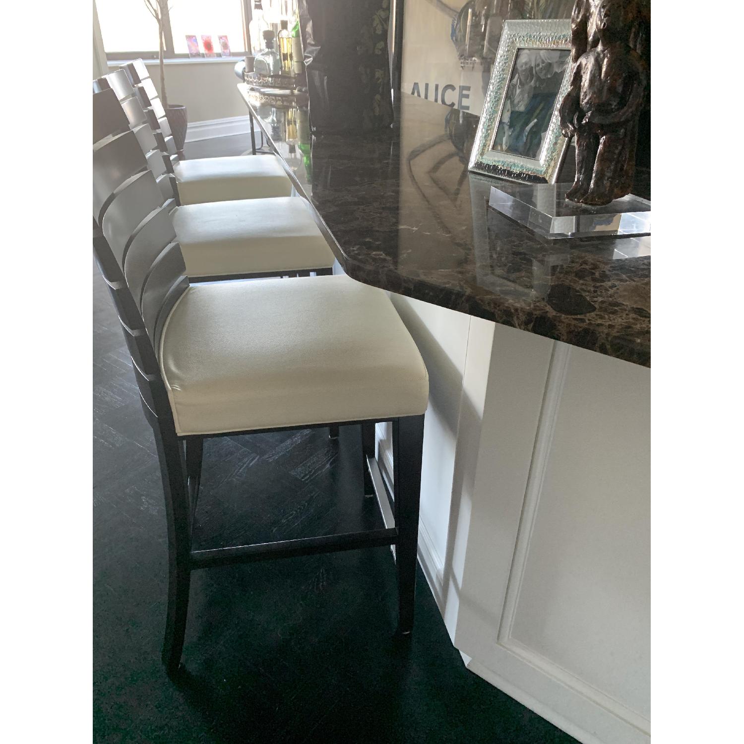 Custom Made Cream Leather Bar Stools - image-3