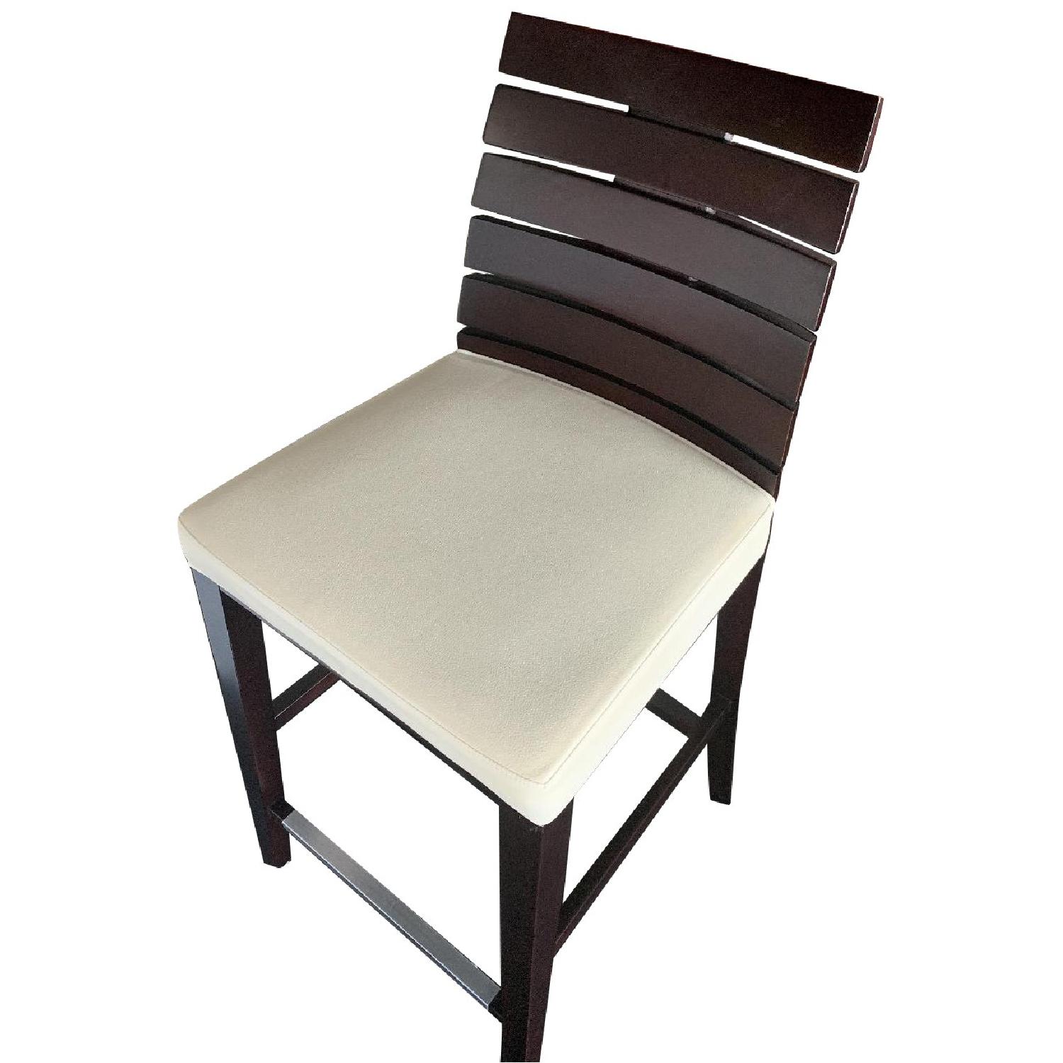 Custom Made Cream Leather Bar Stools - image-0