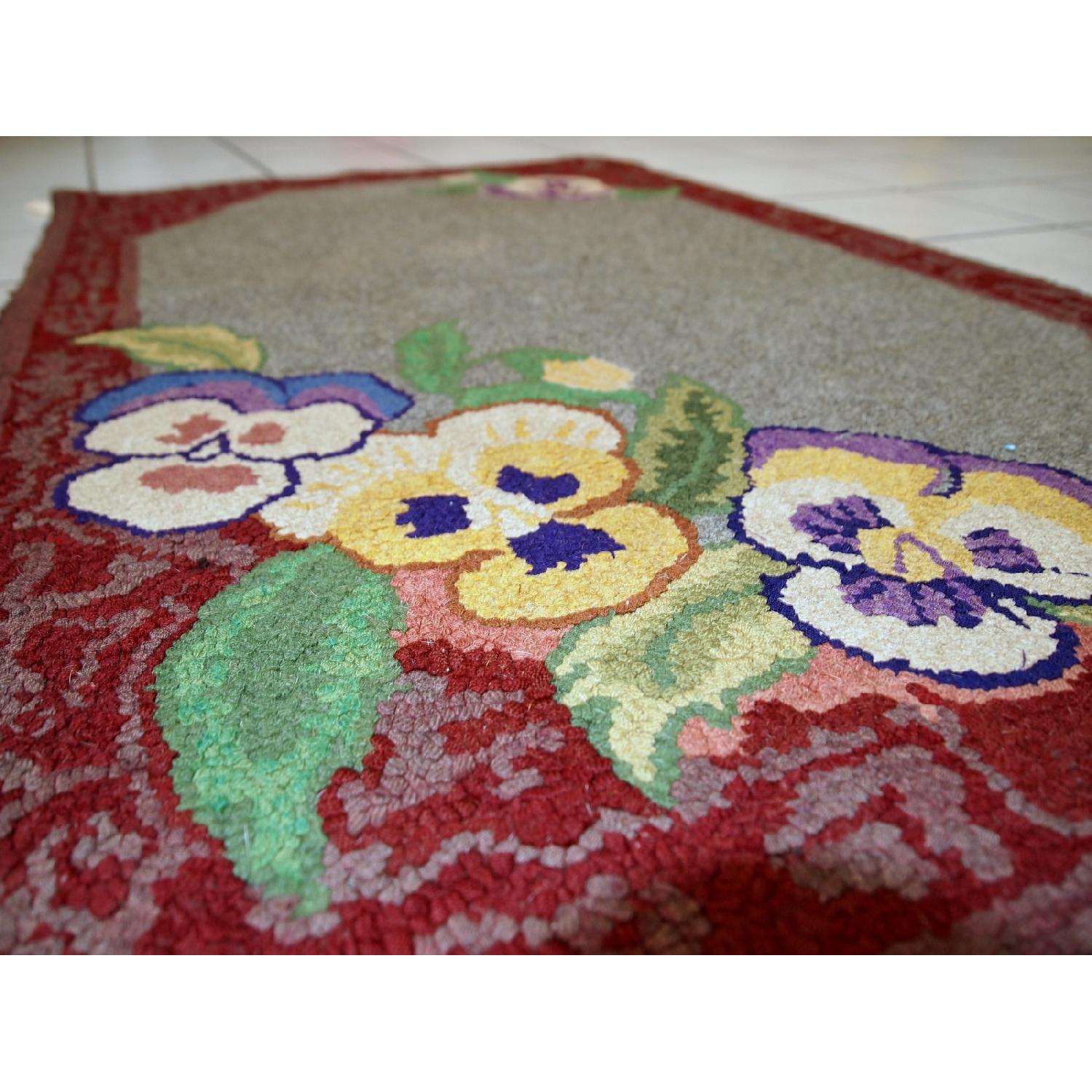 Antique Handmade American Hooked Rug - image-5