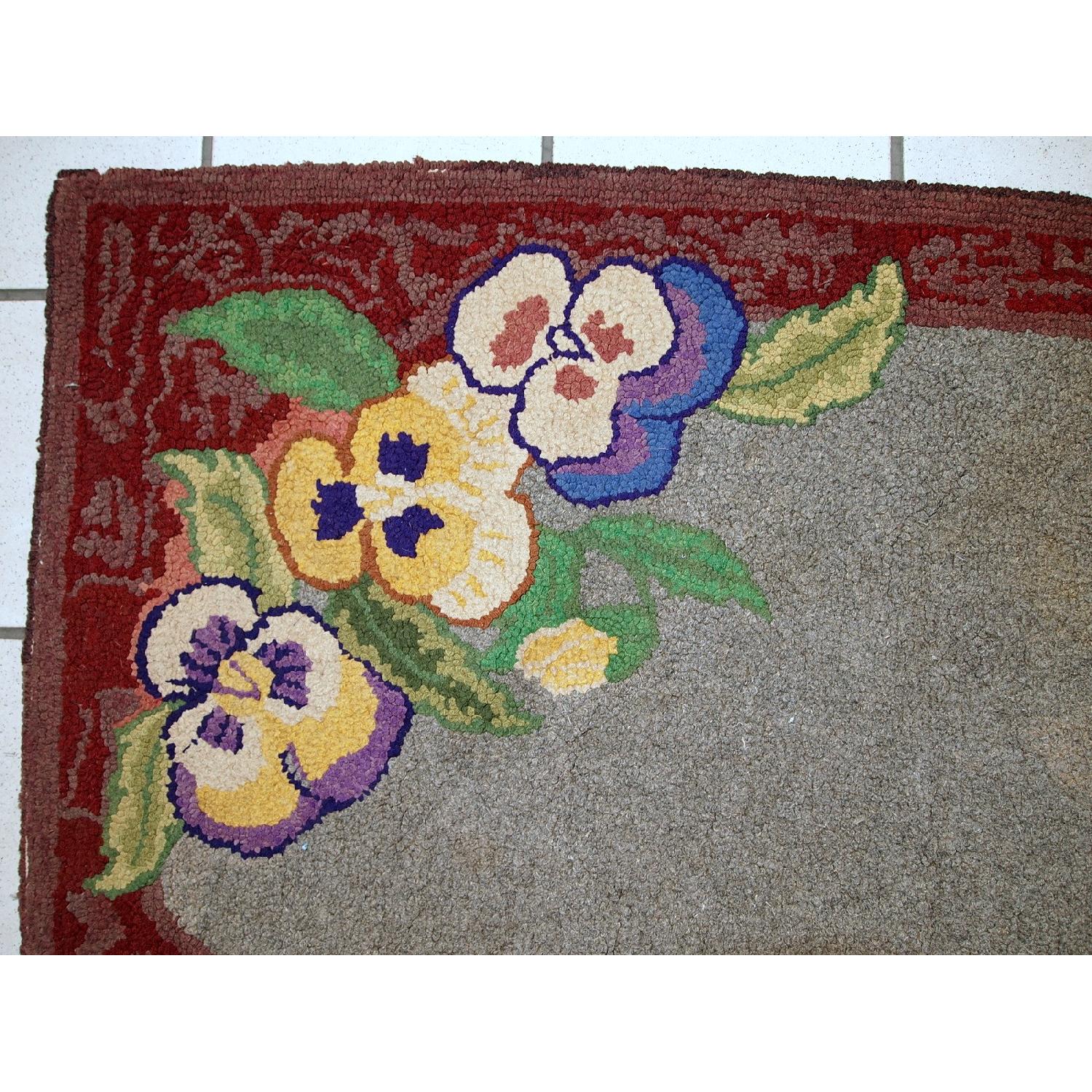 Antique Handmade American Hooked Rug - image-6