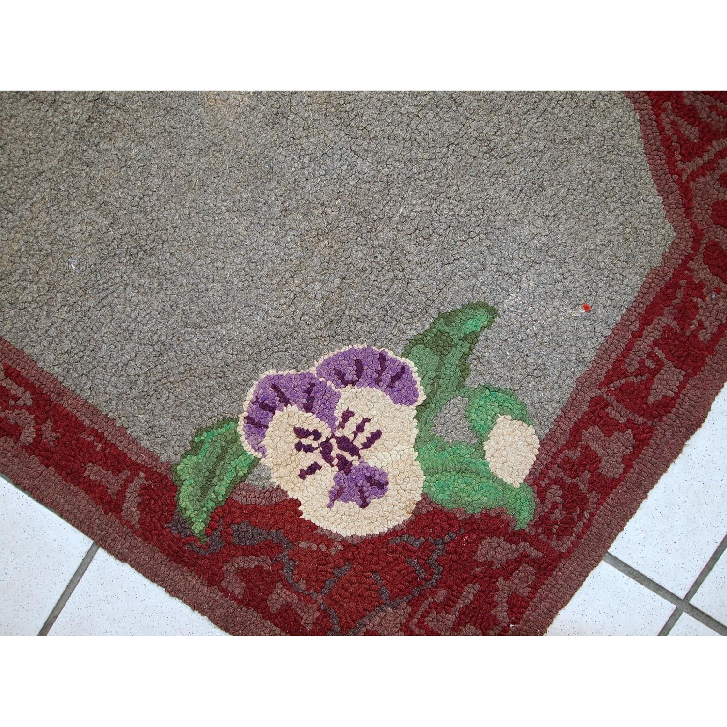 Antique Handmade American Hooked Rug - image-7